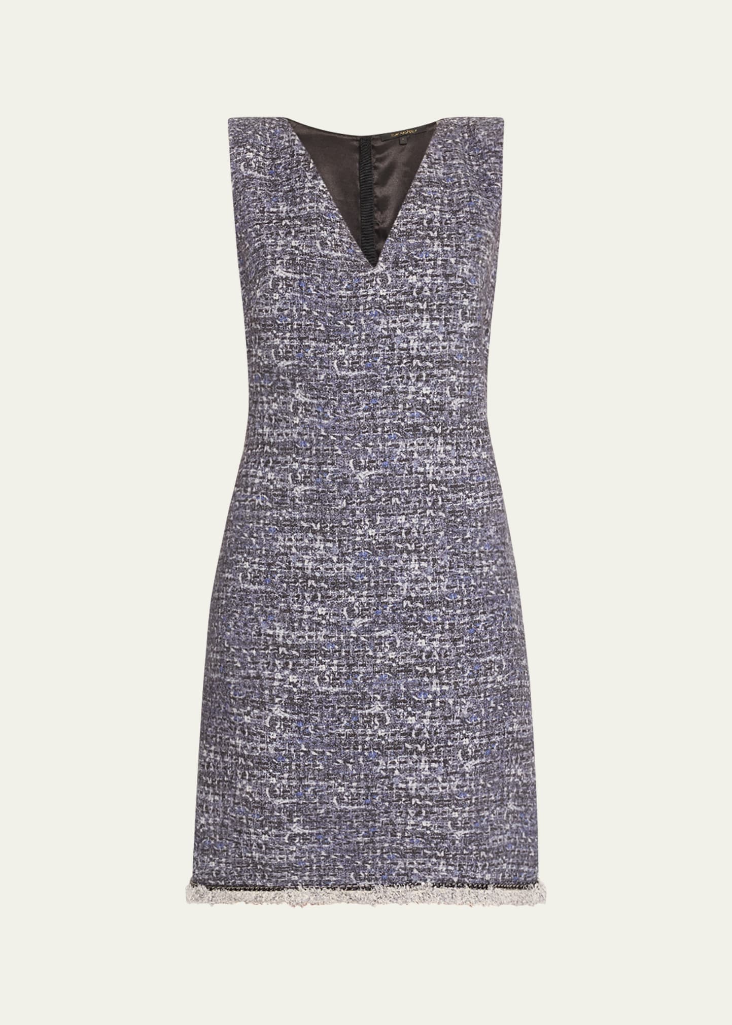 Shop Kobi Halperin Kelly Sleeveless Fringe-hem Boucle Mini Dress In Twilight Multi