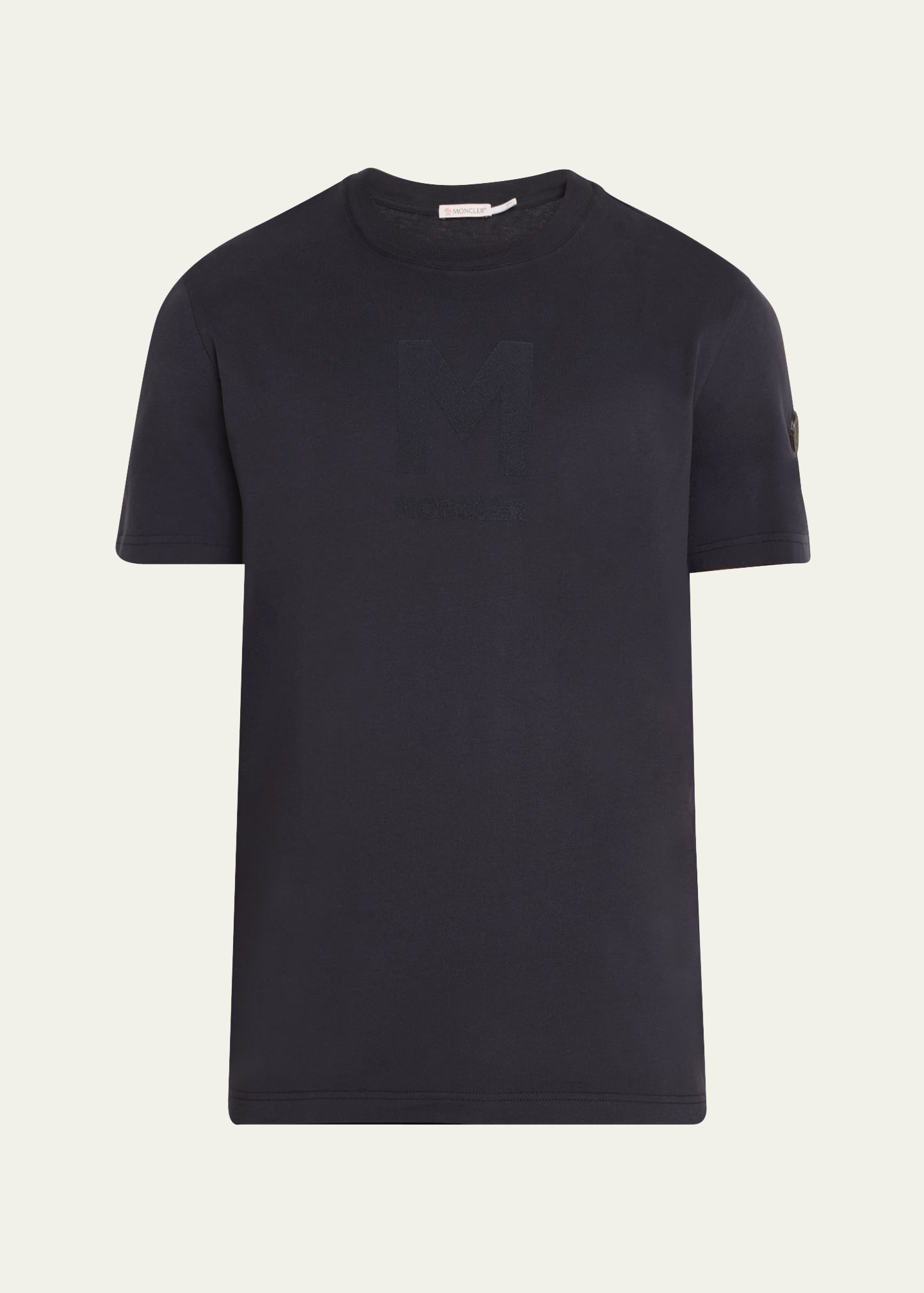 Moncler Velvet Monogram Crewneck T-shirt In Medium Blue