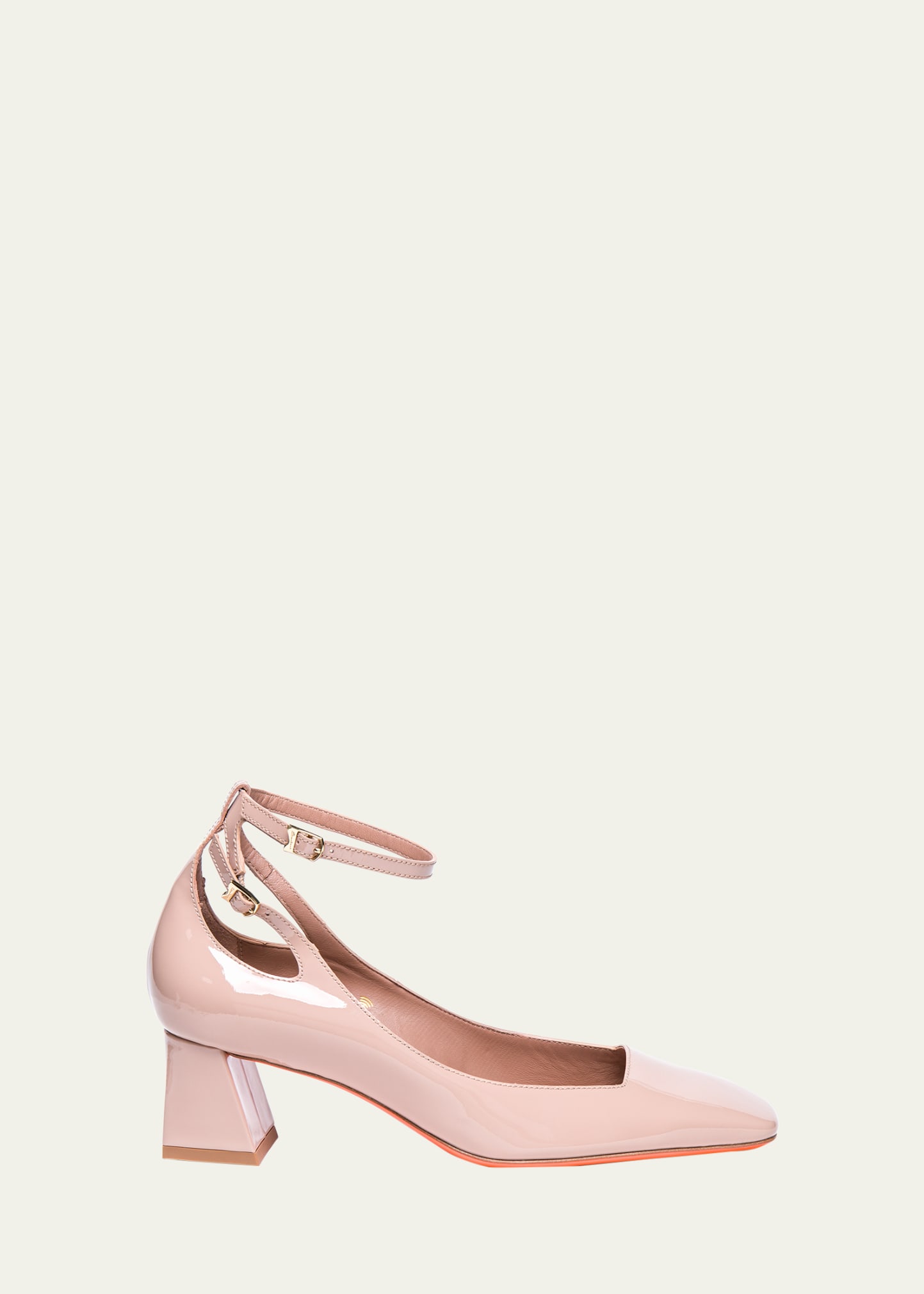 Santoni Marta Patent Ankle-strap Pumps In Nude