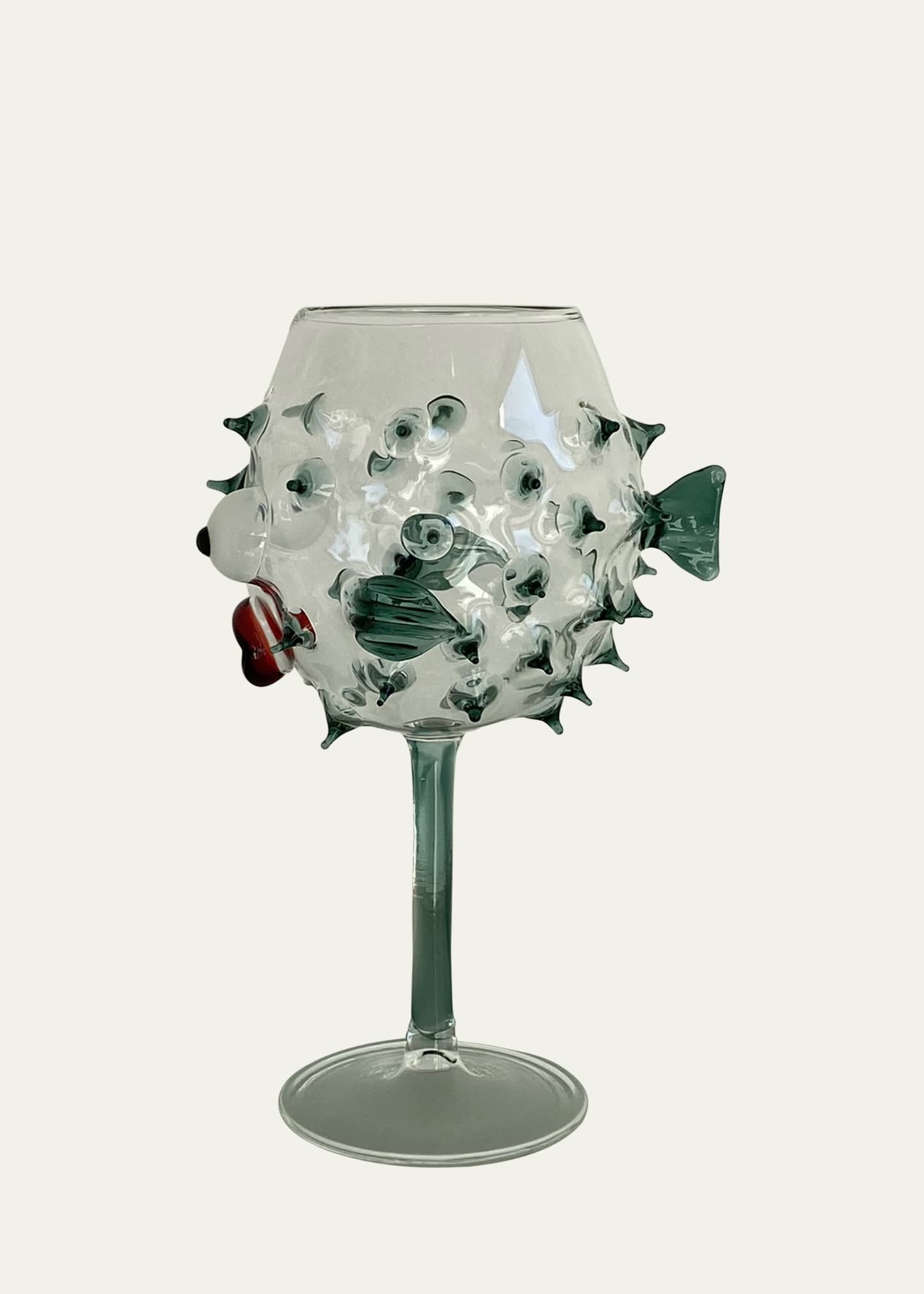 Massimo Lunardon Pufferfish Wine Goblet, Teal In Teal