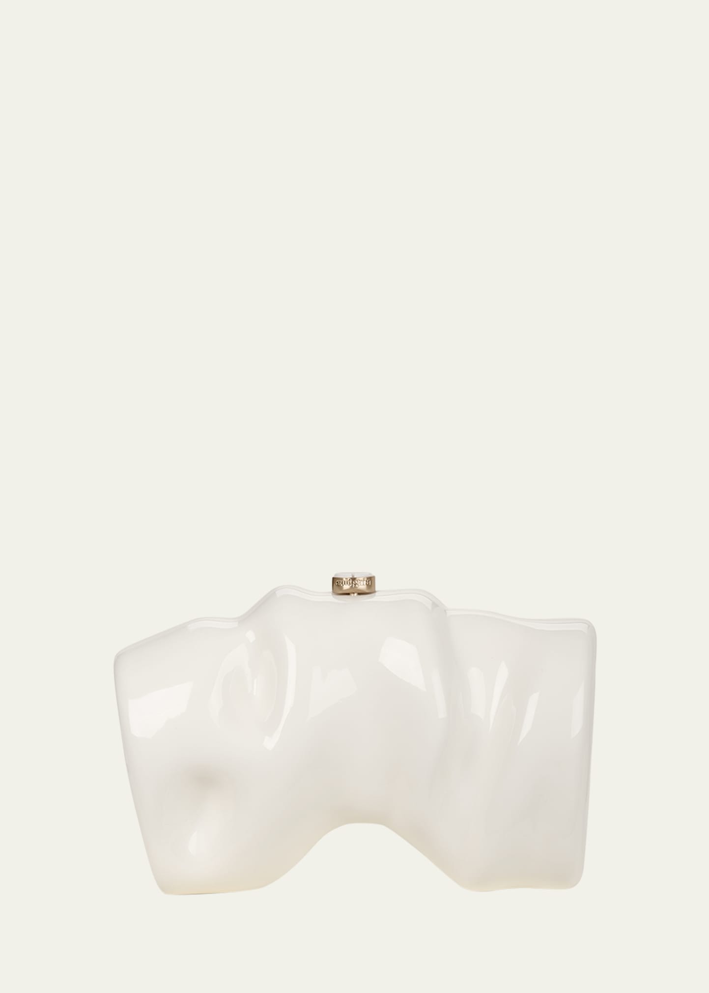 Cult Gaia Scrunch Acrylic Clutch Bag In White