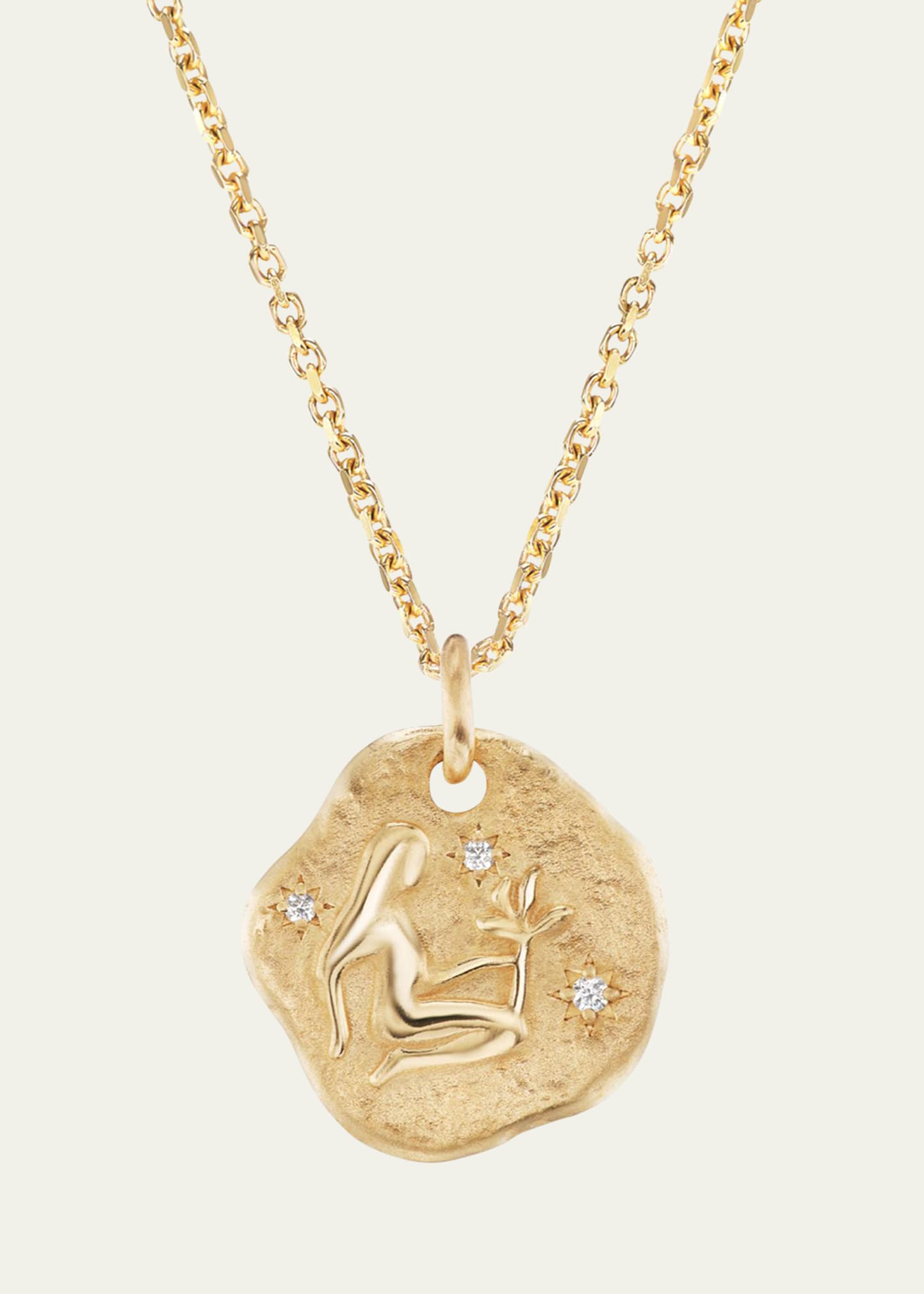 18K Yellow Gold Mini Diamond Zodiac Pendant Necklace