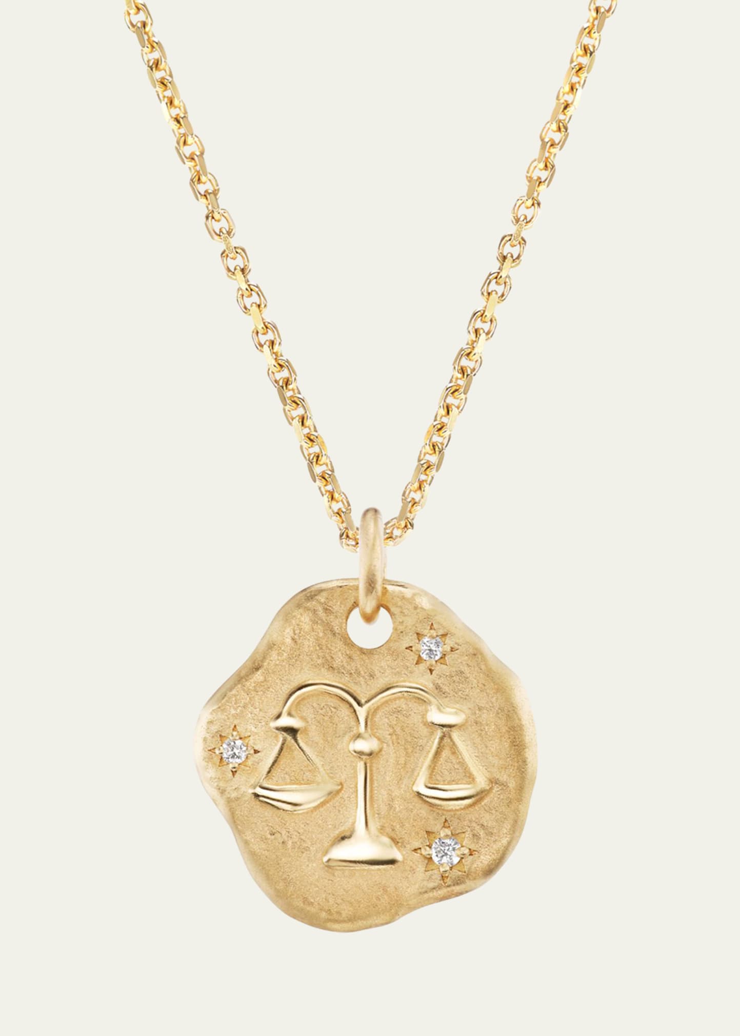 18K Yellow Gold Mini Diamond Zodiac Pendant Necklace