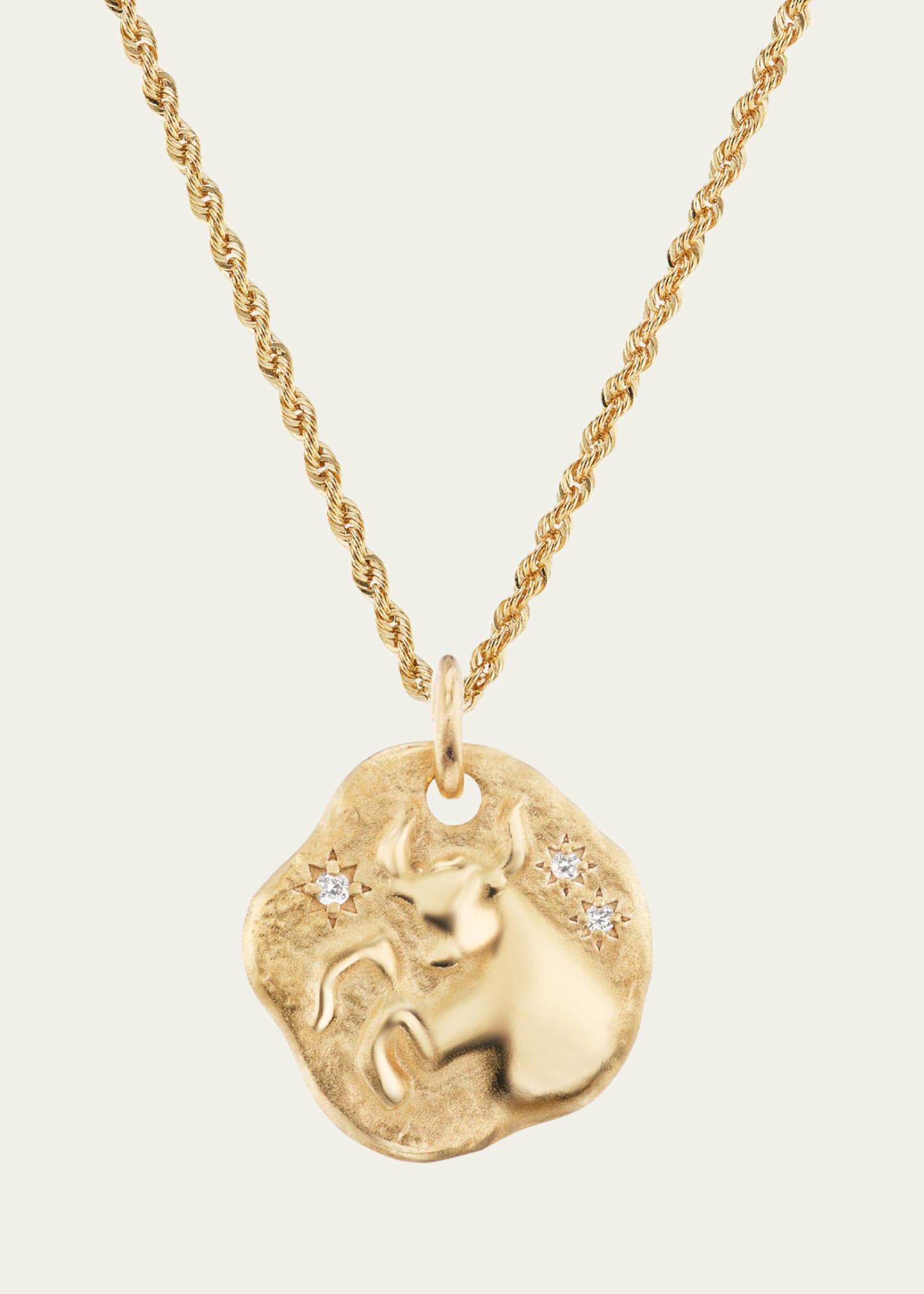 18K Yellow Gold Large Diamond Zodiac Pendant Necklace