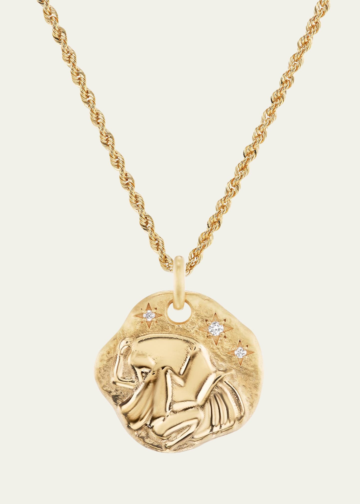 18K Yellow Gold Large Diamond Zodiac Pendant Necklace