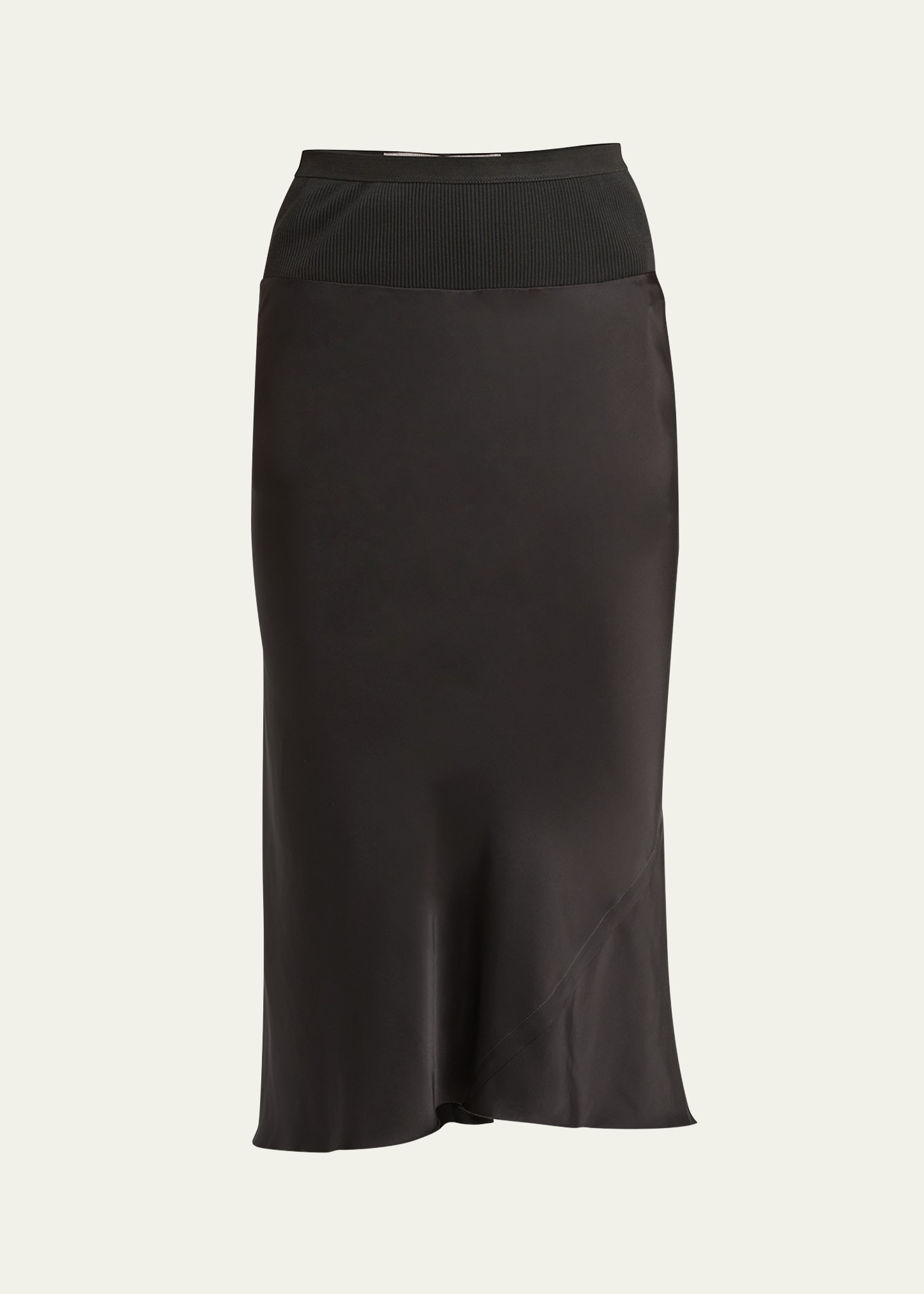 Rick Owens A-line Bias Satin Midi Skirt In Dark Dust