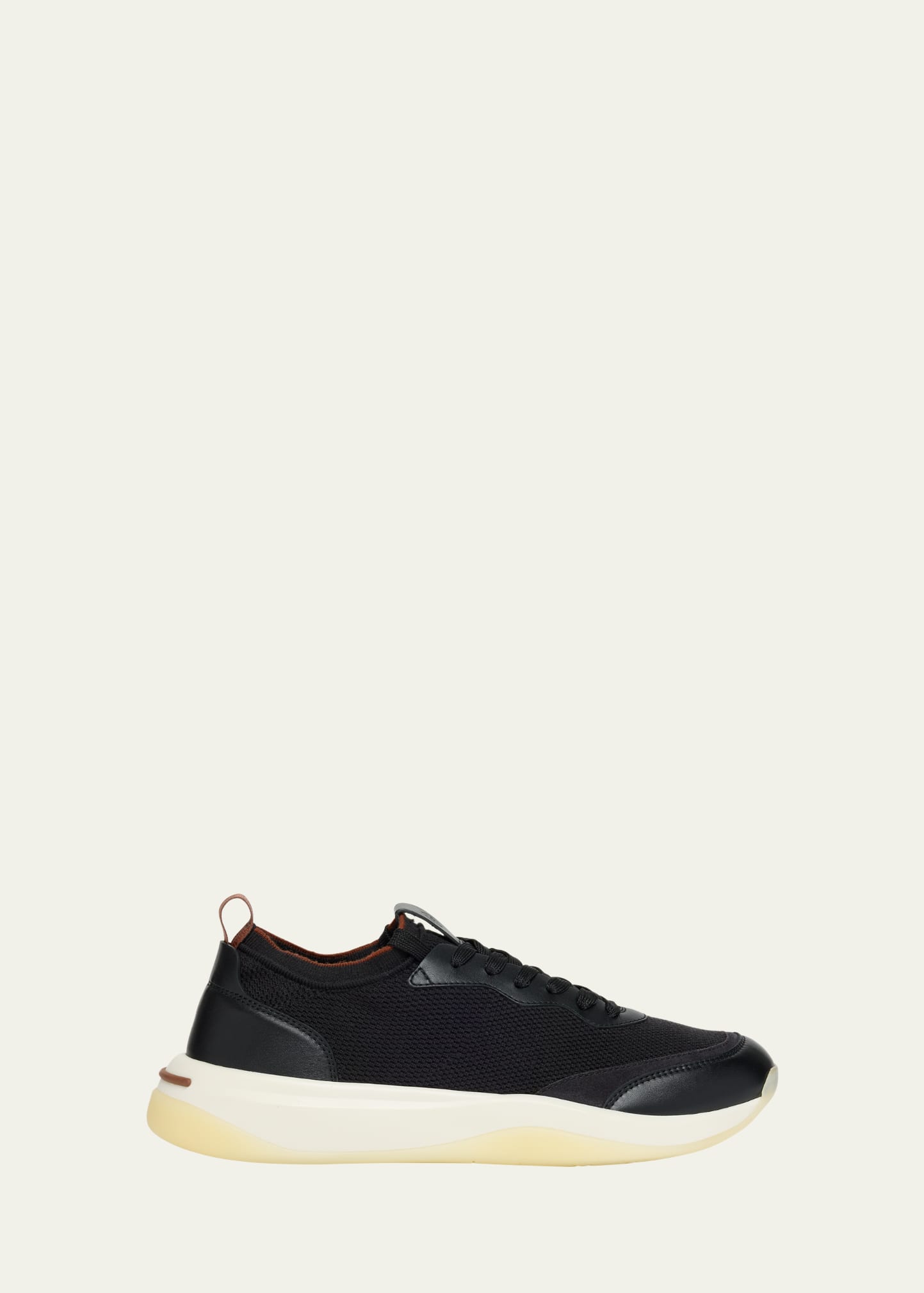 Shop Loro Piana Men's Walk Wish Knit Sneakers In Caviar