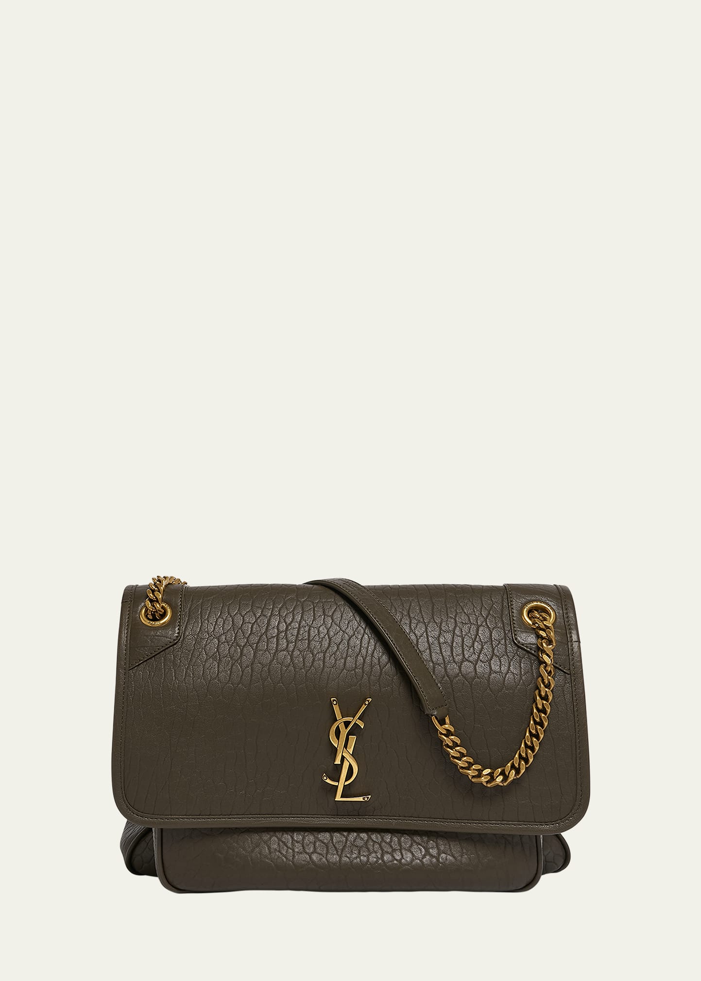 Saint Laurent Niki Large Ysl Crossbody Bag In Lambskin Leather In Light Musk