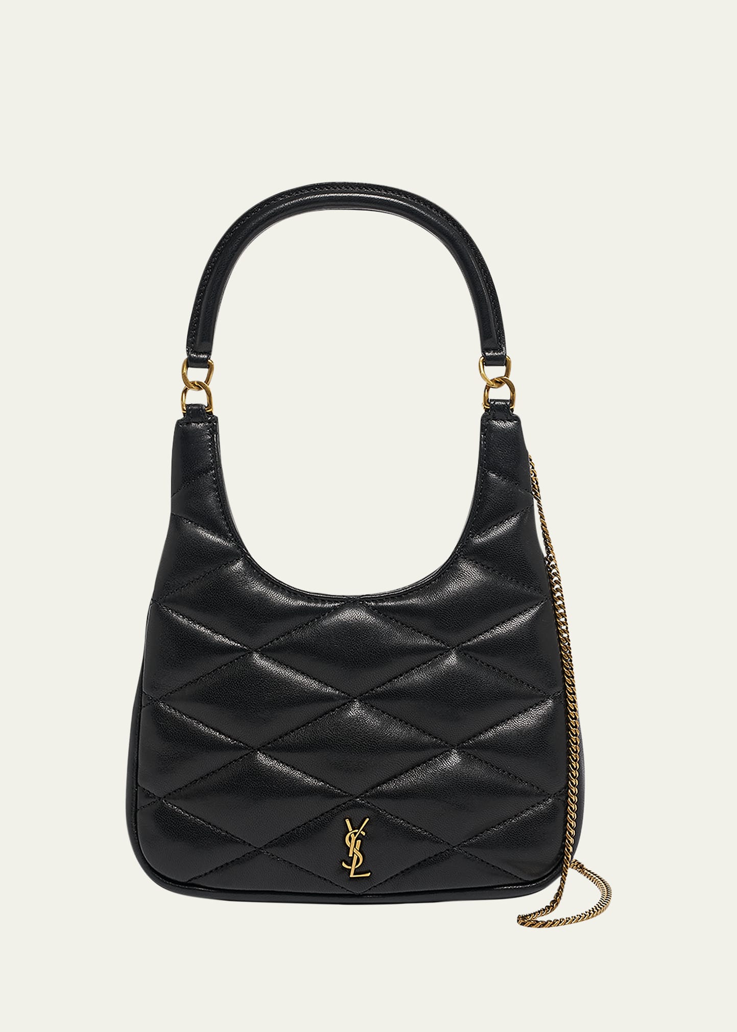 Shop Saint Laurent Sade Mini Ysl Hobo Bag In Quilted Lambskin In Nero