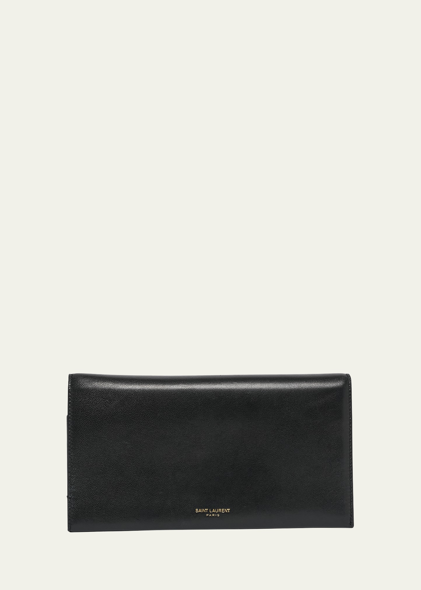 Saint Laurent Logo Leather Travel Wallet In Nero