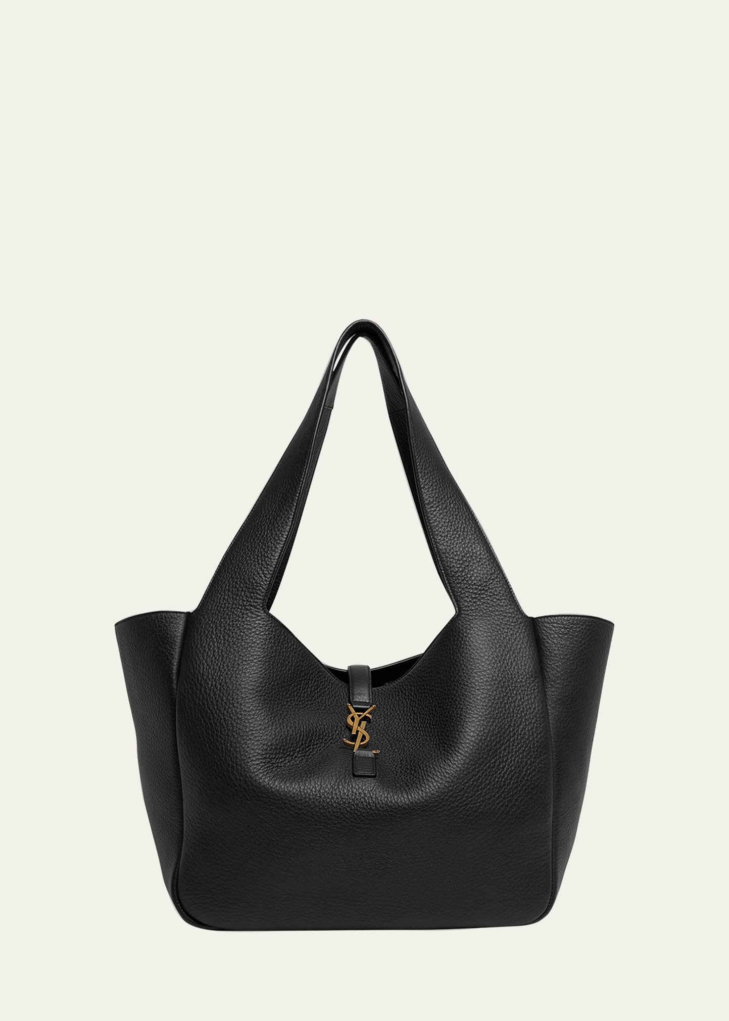 Saint Laurent Bea Deerskin Leather Tote In Noir
