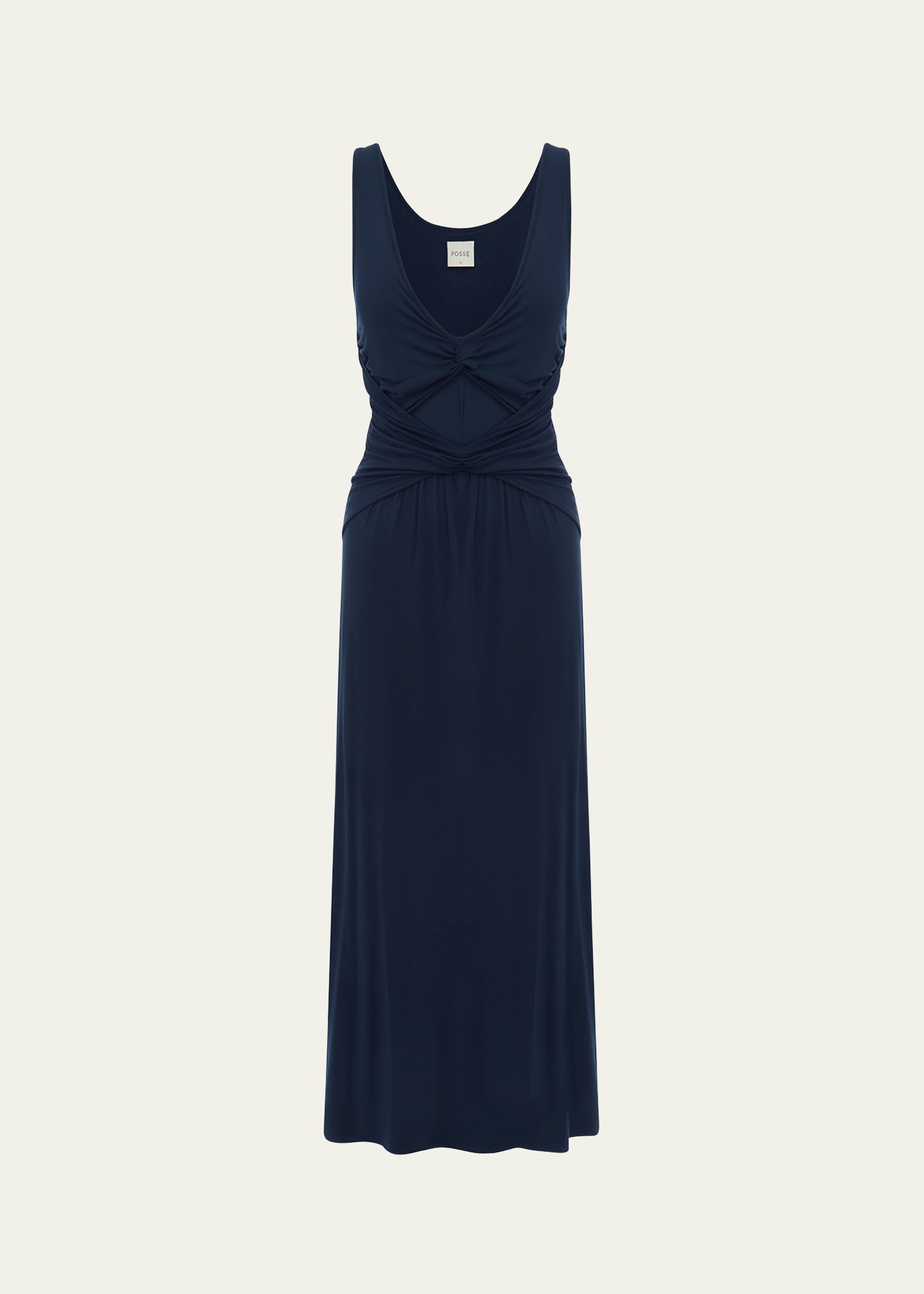 Shop Posse Sasha Sleeveless Jersey Knit V-neck Maxi Dress In Royal Blue