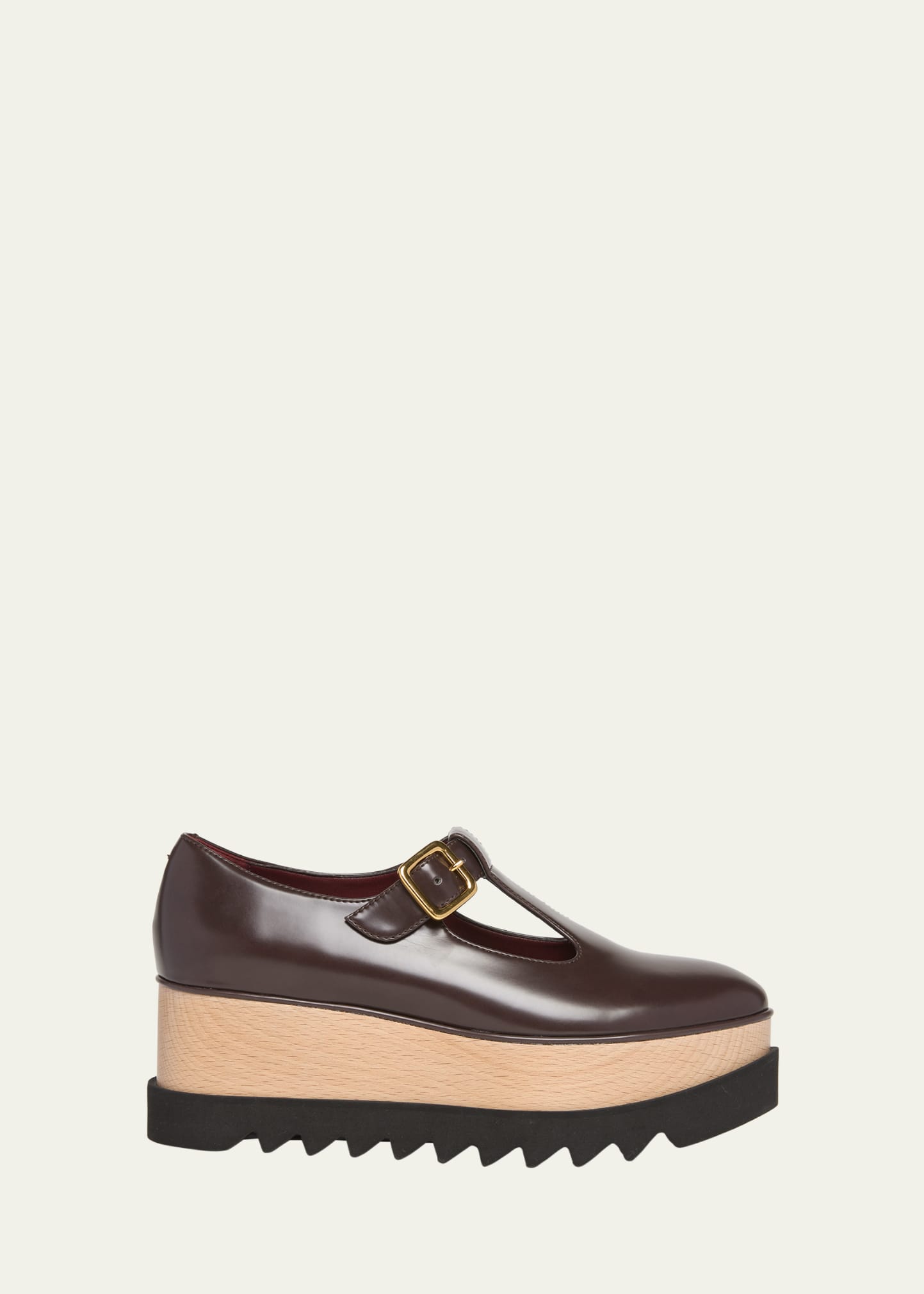 Stella Mccartney Elyse Vegan Mary Jane Platform Loafers In Coffee