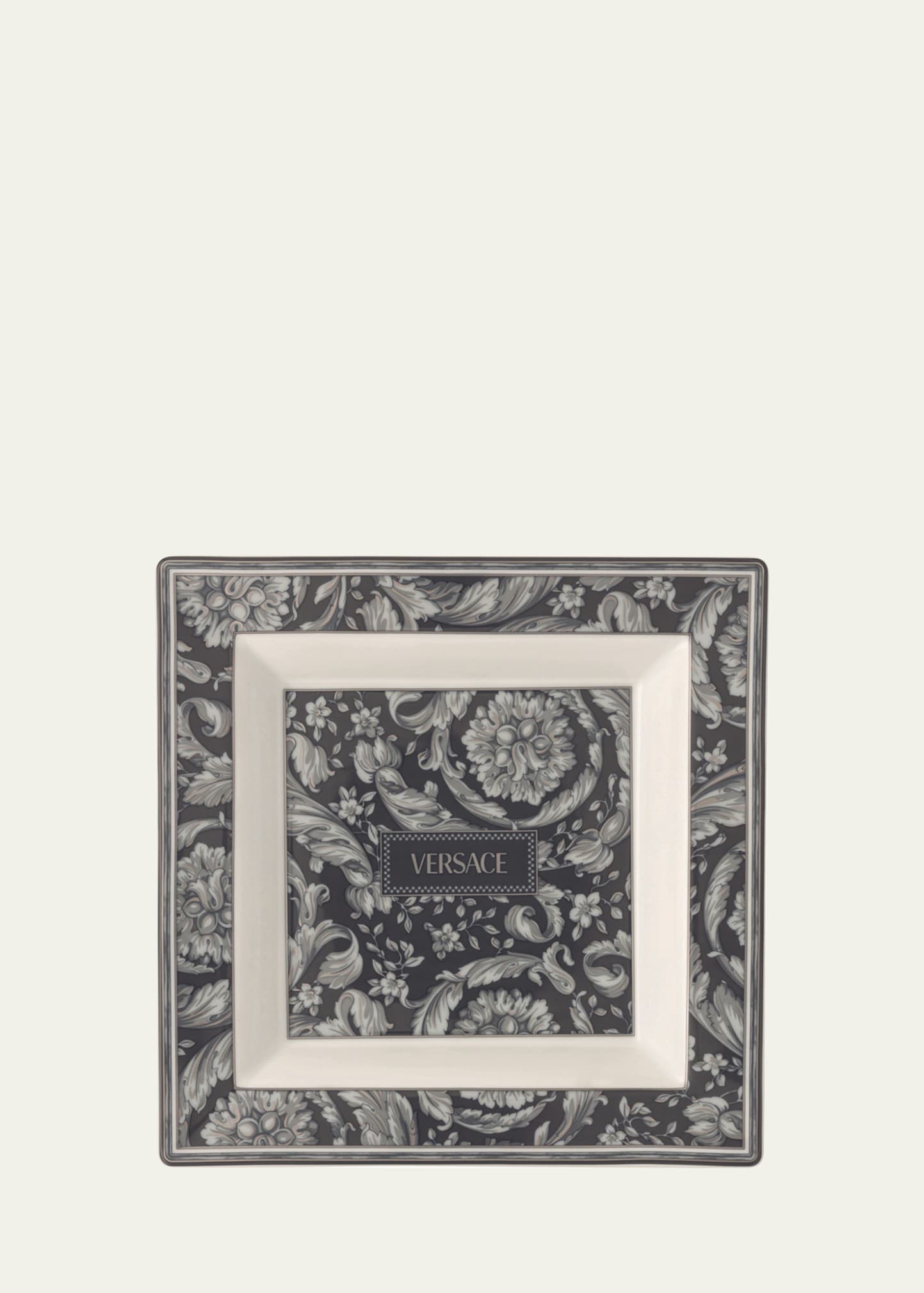 Versace Barocco Haze Tray, 8.5" Square In Grey