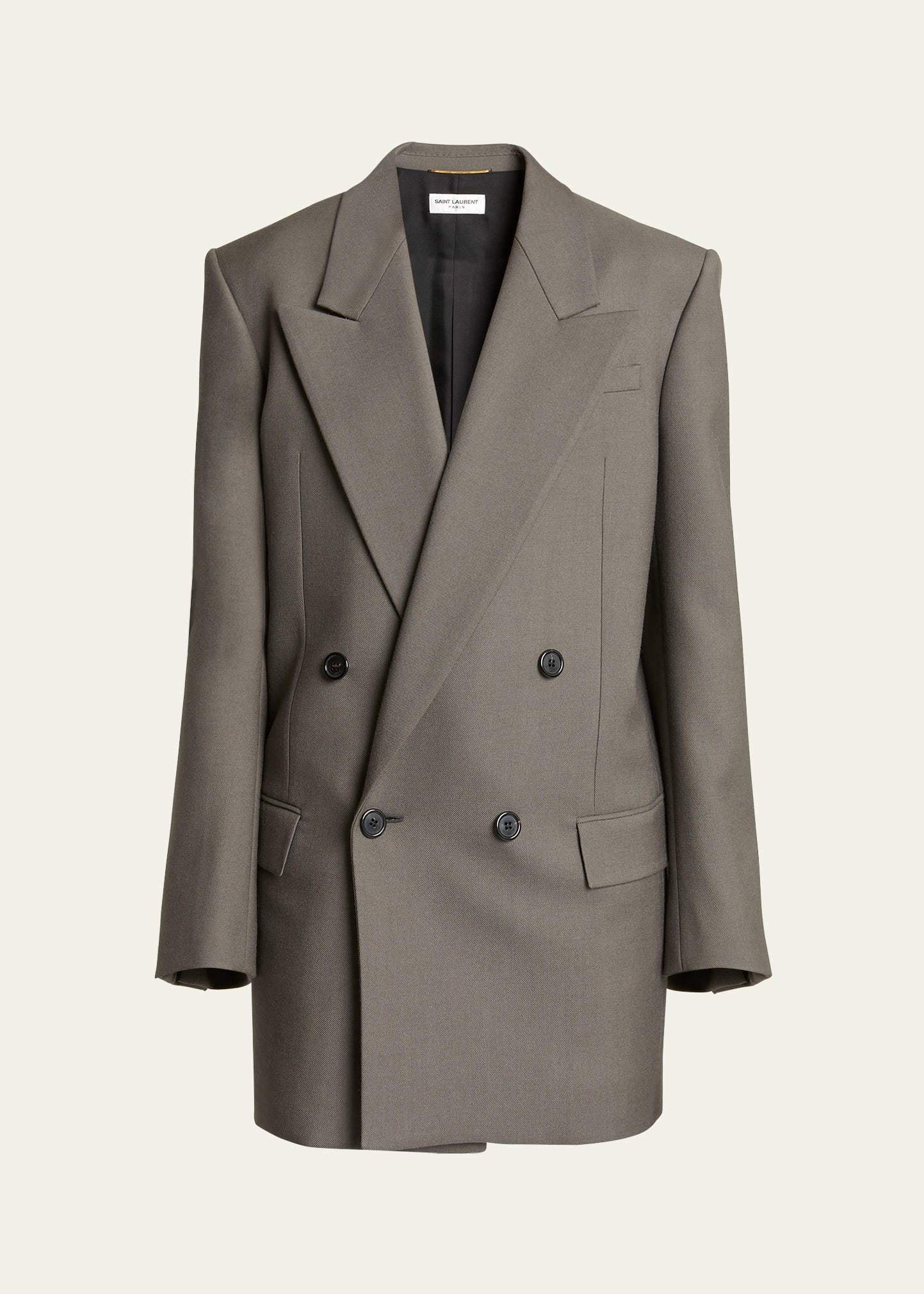 Saint Laurent Wool Gabardine Jacket In Gray