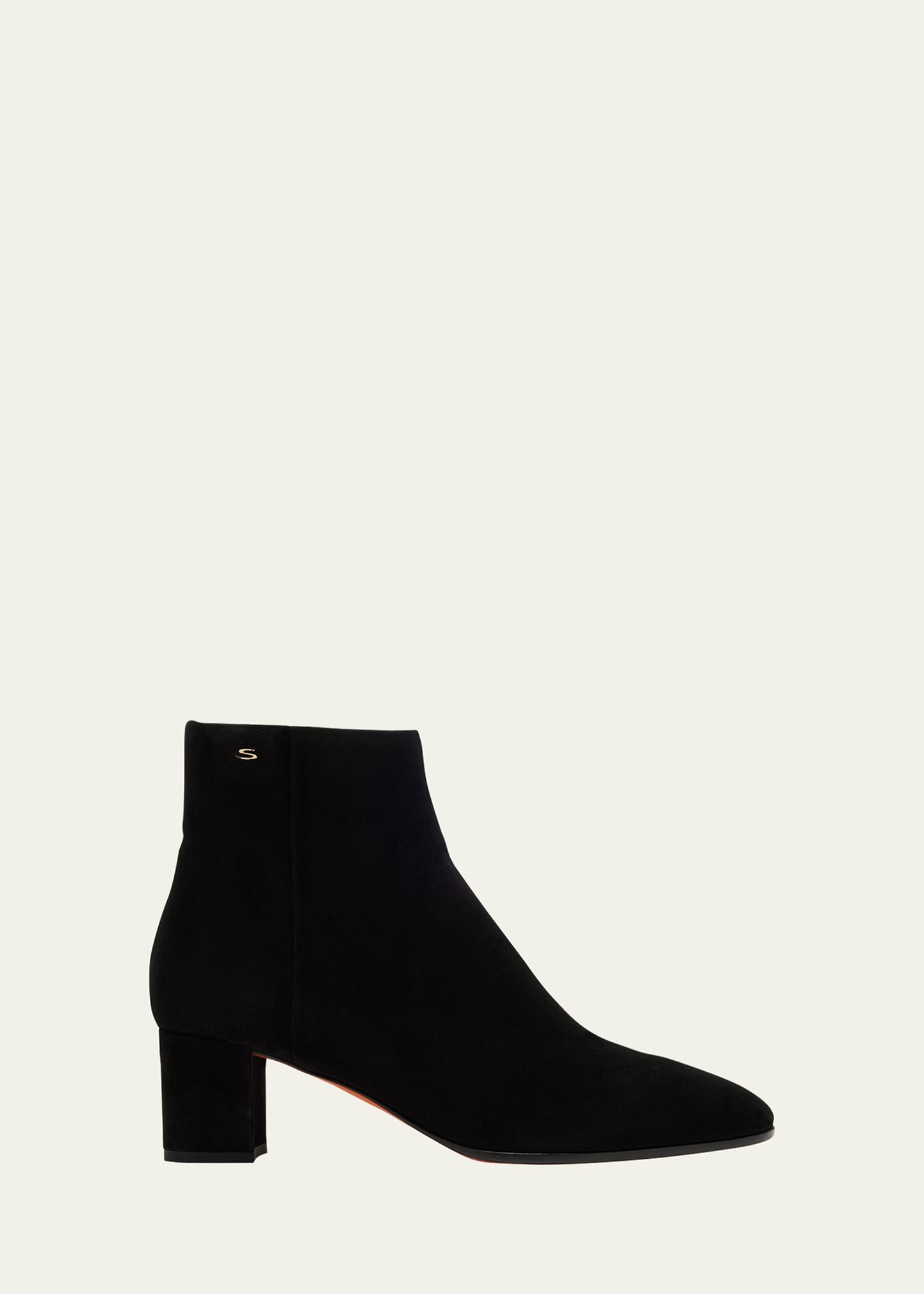 Santoni Suede Block-heel Ankle Booties In Black