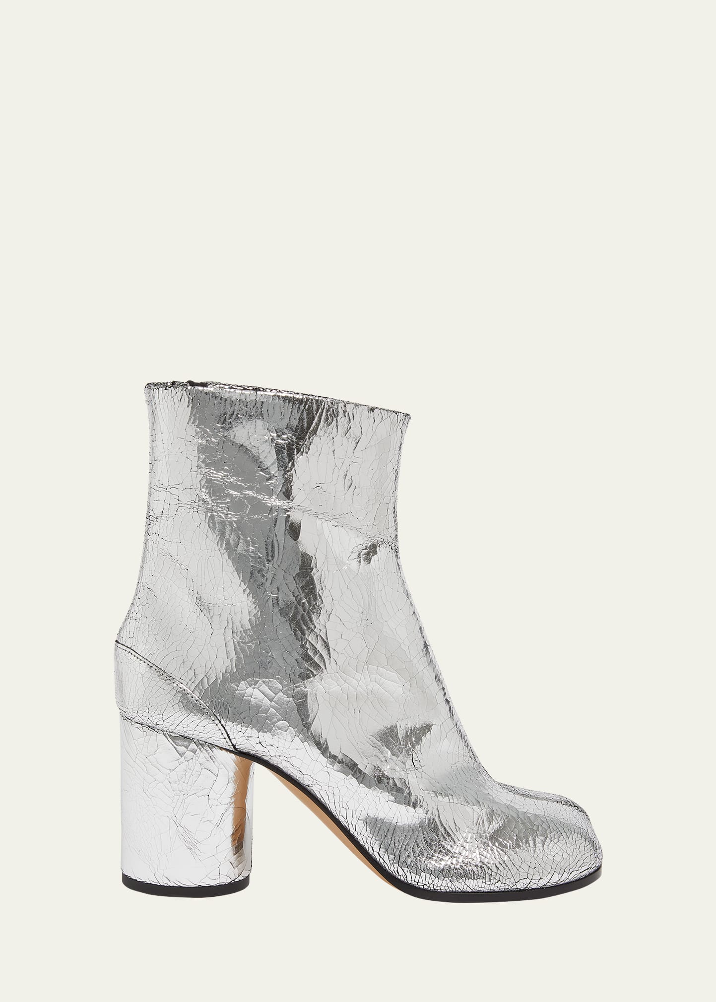 Tabi Split-Toe Metallic Leather Ankle Boots