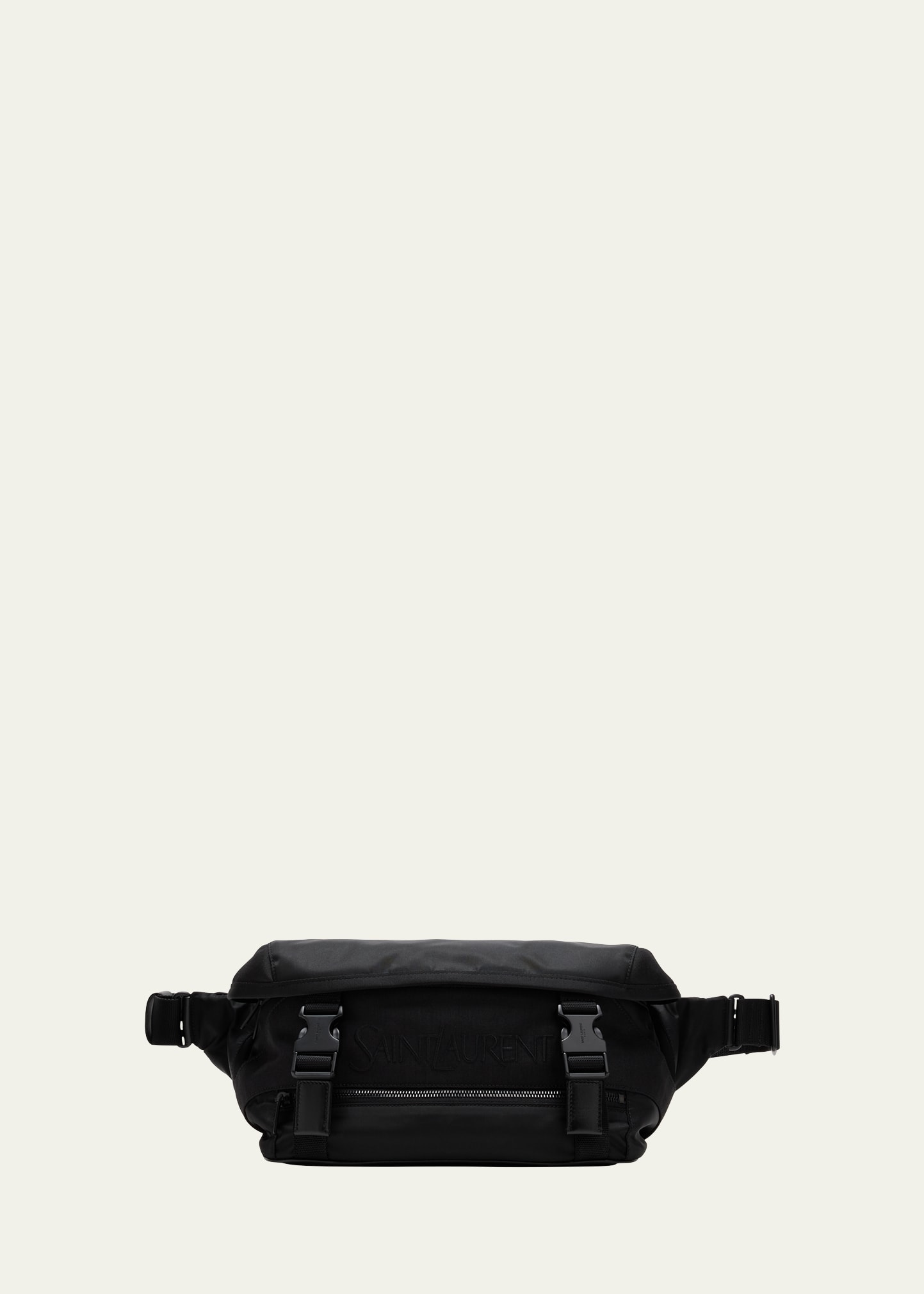 Shop Saint Laurent Men's Nylon Belt Bag In Black