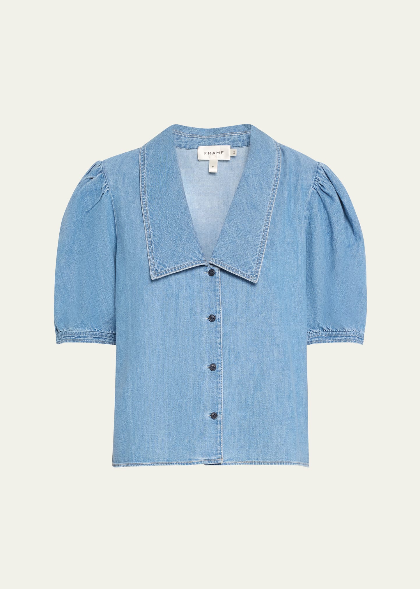 Frame Womens Starlet Short-sleeved Button-through Denim-blend Blouse In Starlet