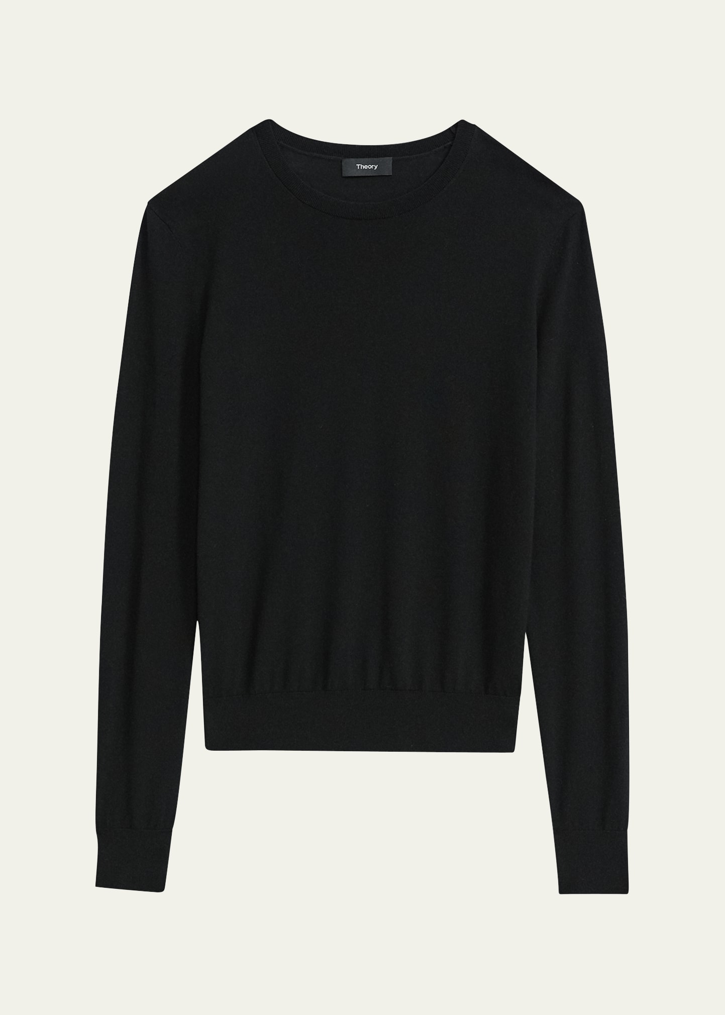 Theory Regal Merino Wool Knit Crewneck Top In Blk