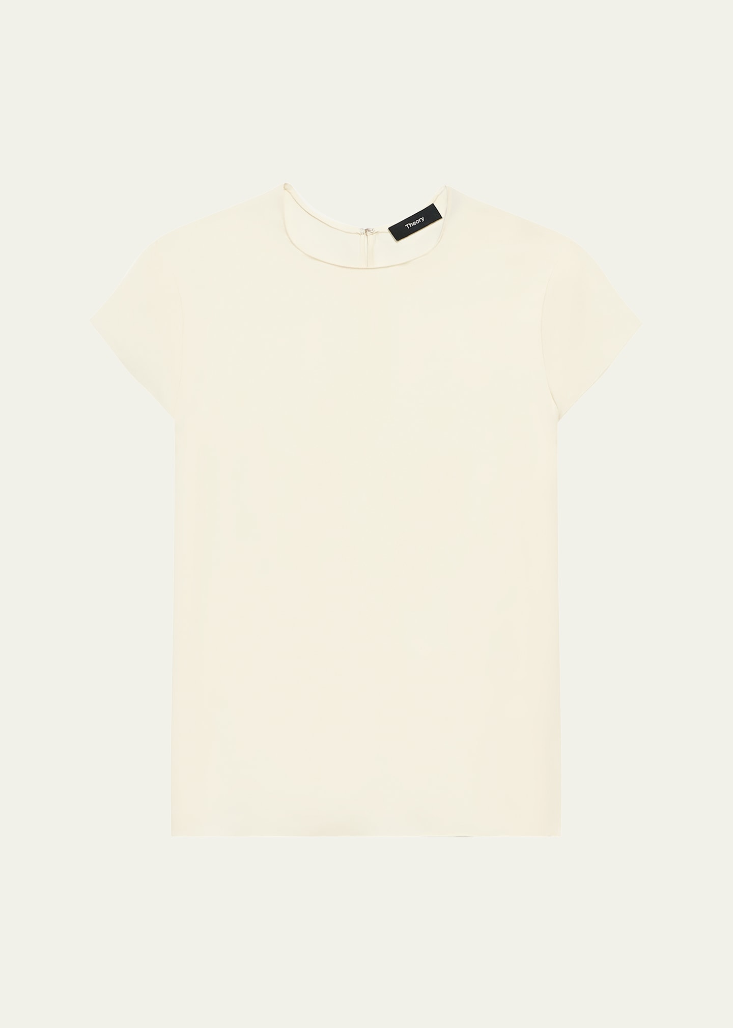 Theory Cap-sleeve Silk Georgette Top In Ivory