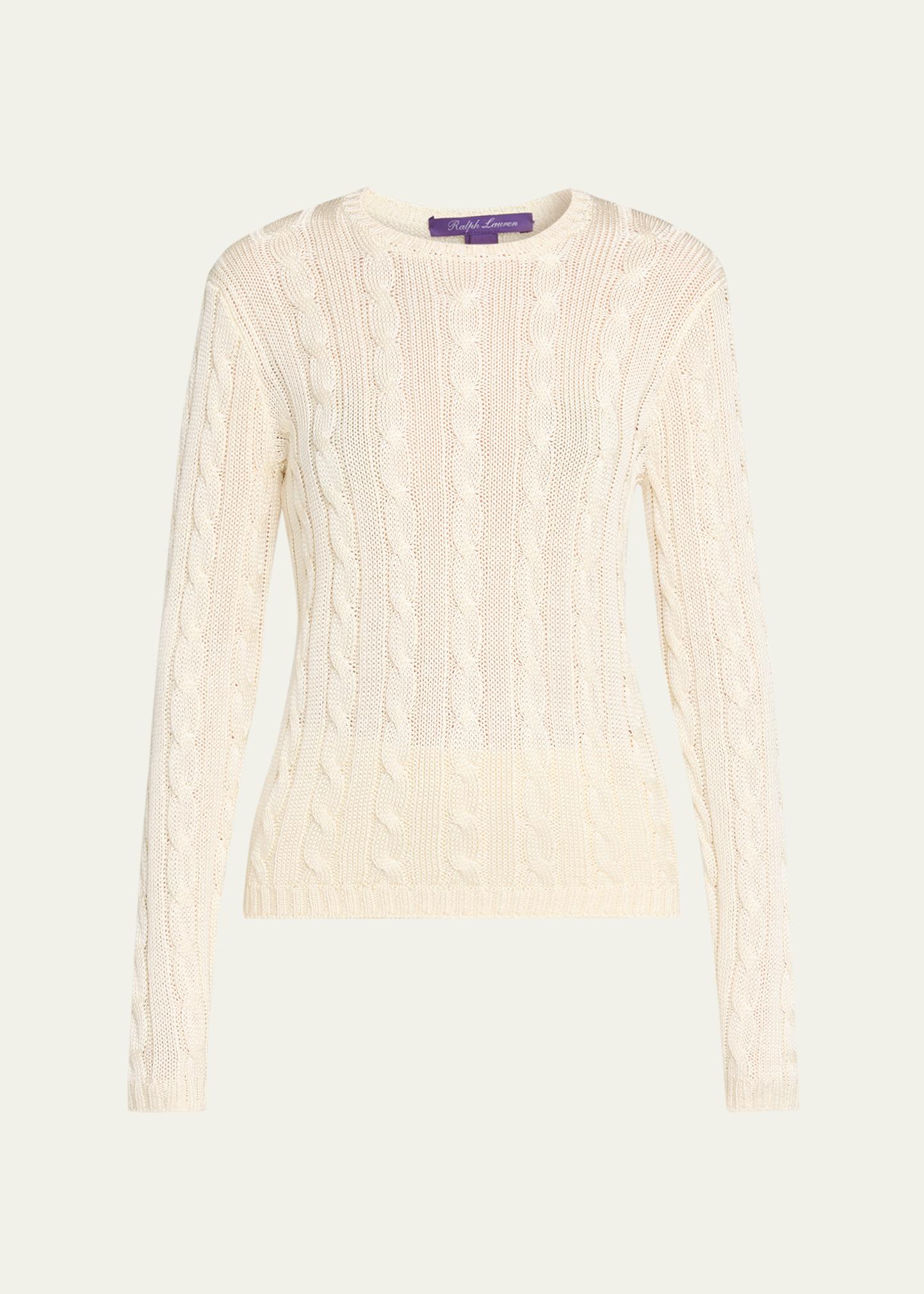Cable Silk Knit Fitted Sweater