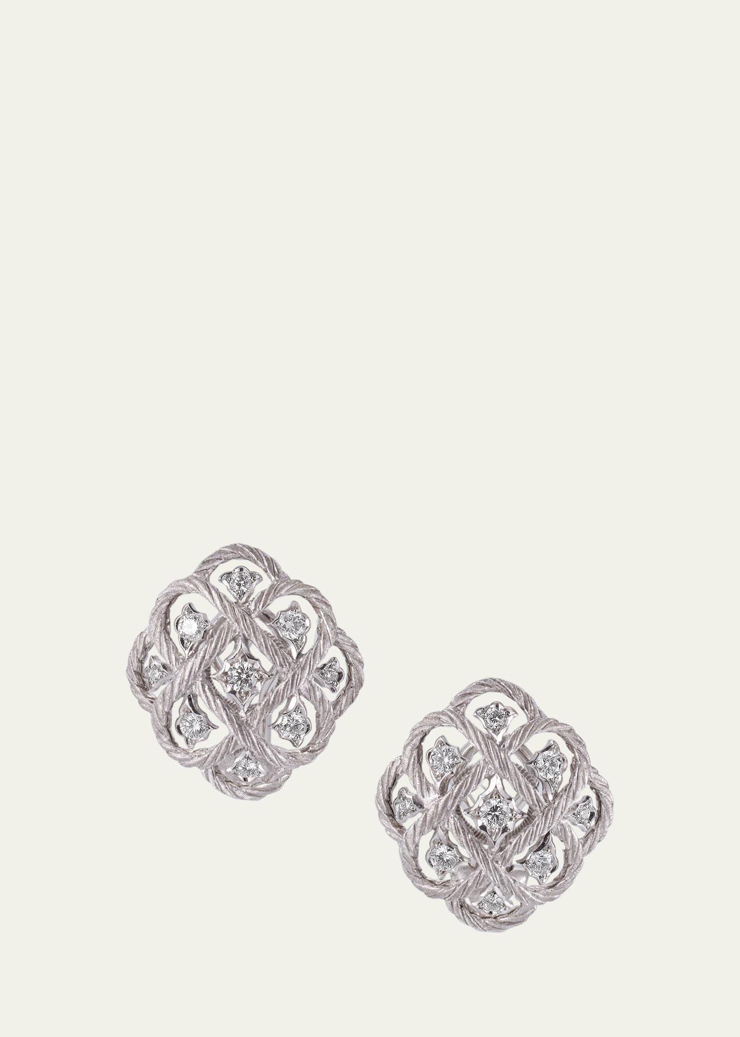 Etoilee 18K White Gold Diamond Button Earrings