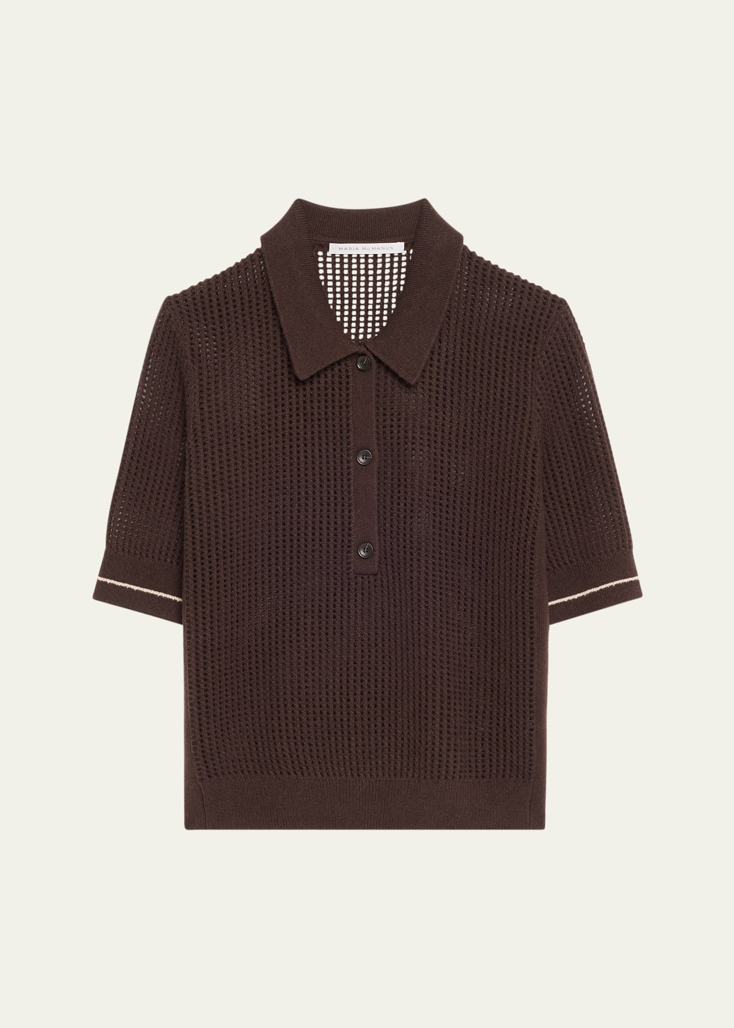 Mesh Short Sleeve Cashmere Polo Top