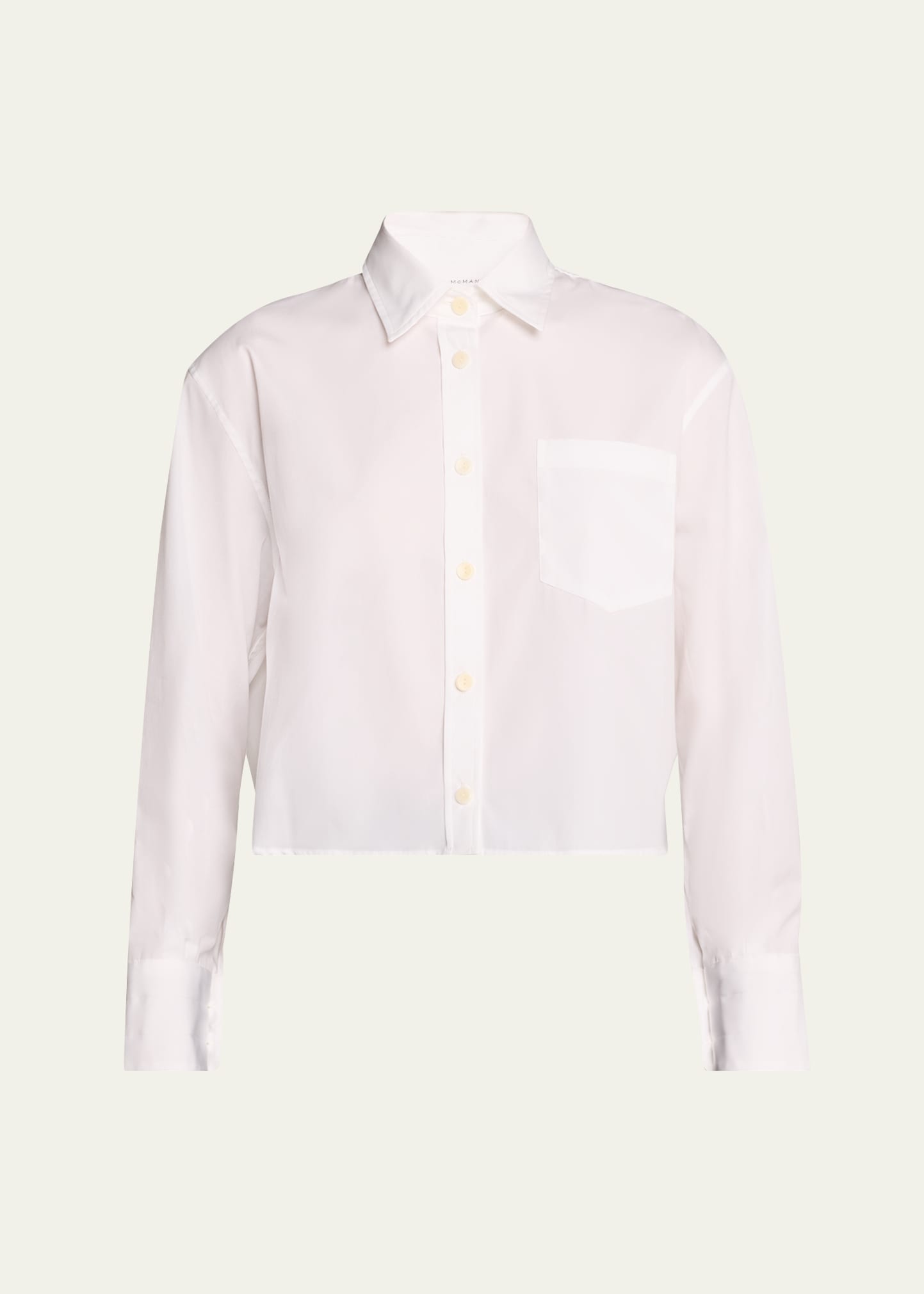 Maria Mcmanus Cropped Button Down Sateen Shirt In White
