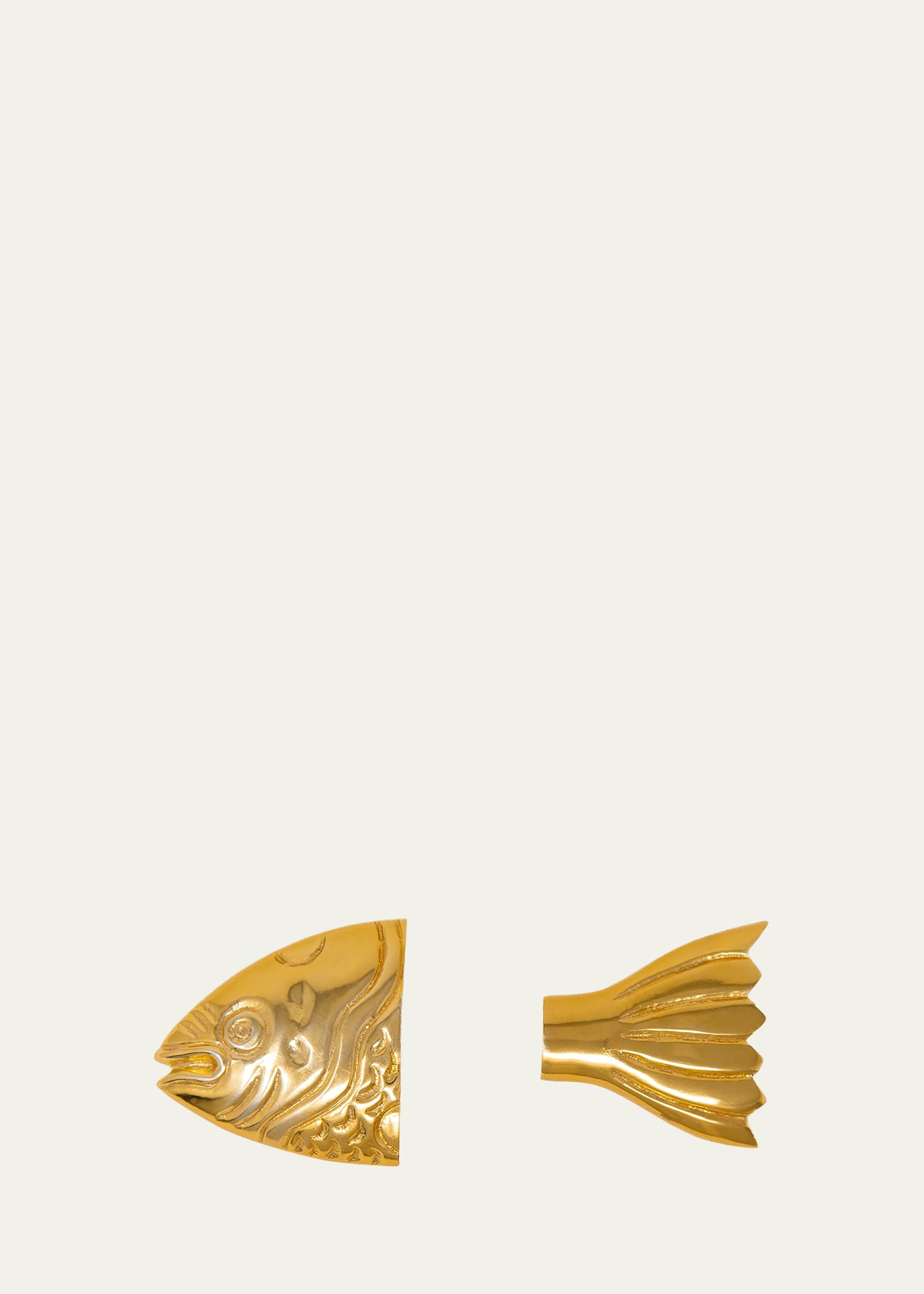 Peter Callahan Gold Metal Fish Head And Fish Tail Server 2-piece Set In Gold