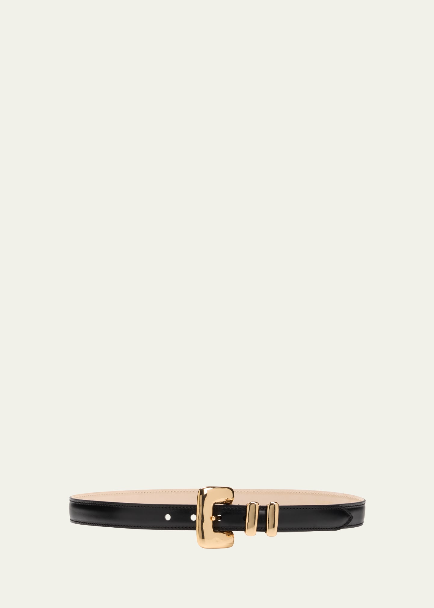 Dehanche Tetra Buckle Leather Belt In Black Gold