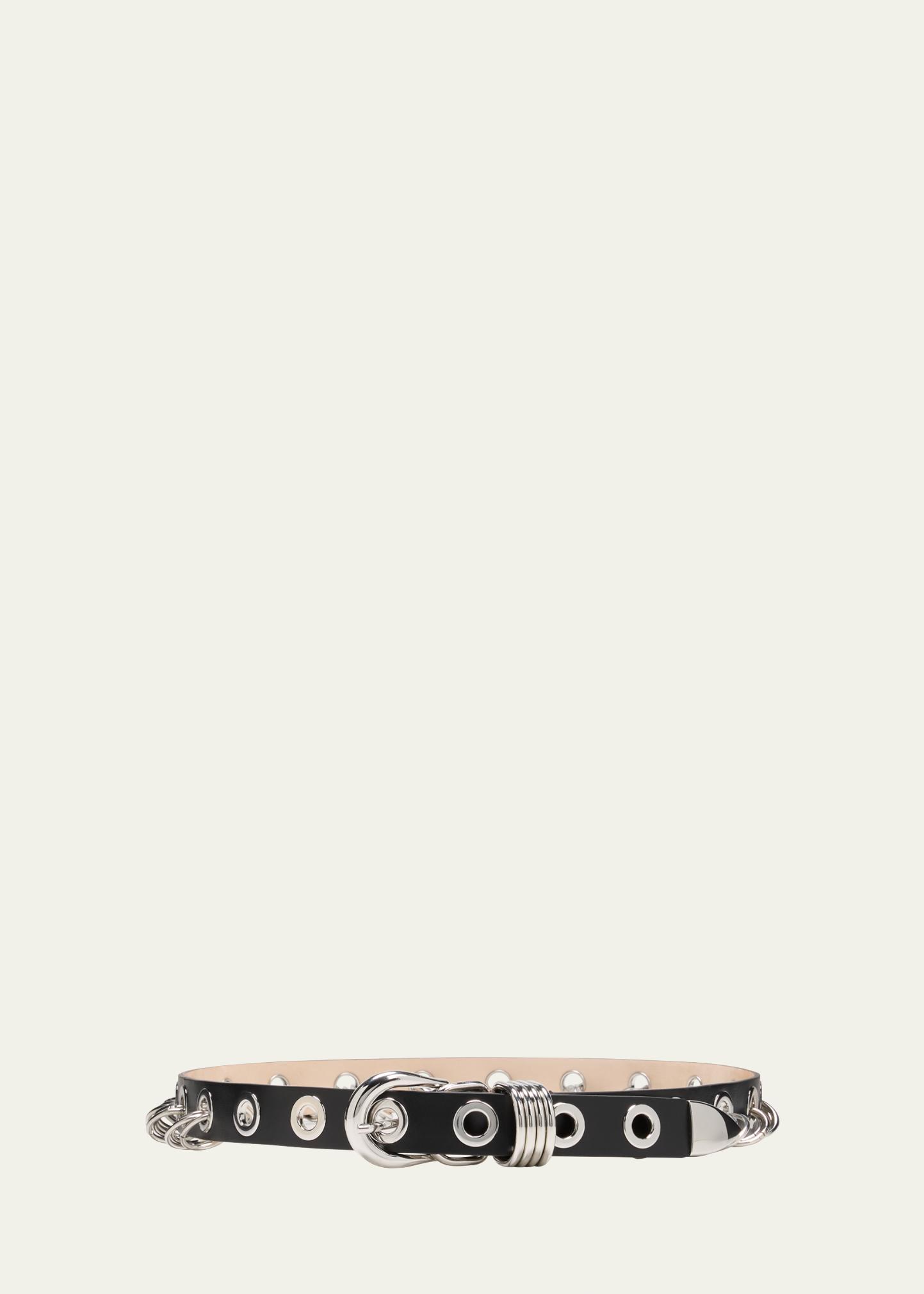 Dehanche Black Revenge Studded Leather Belt In Black Silver