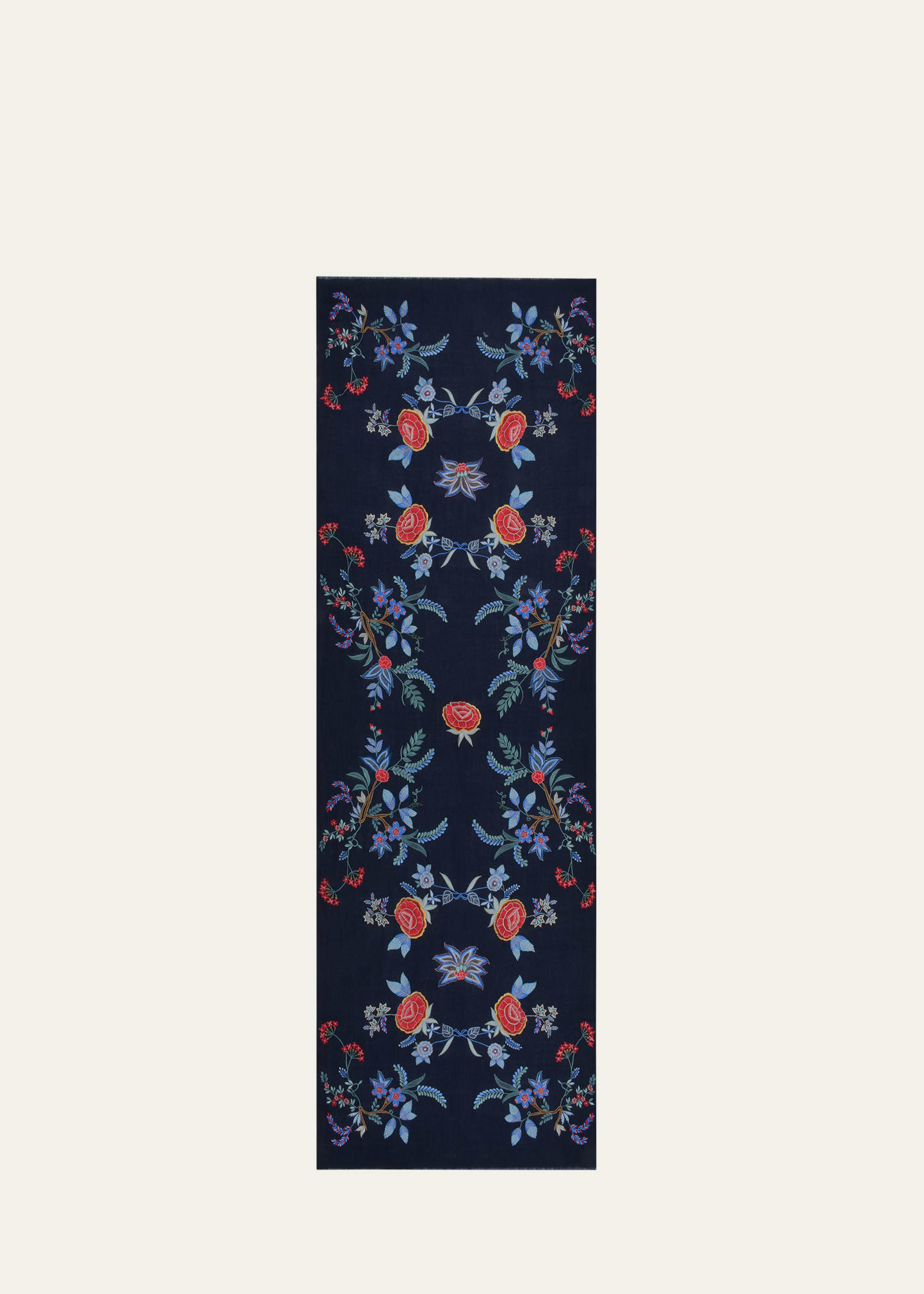 Embroidered Floral Cashmere & Silk Scarf