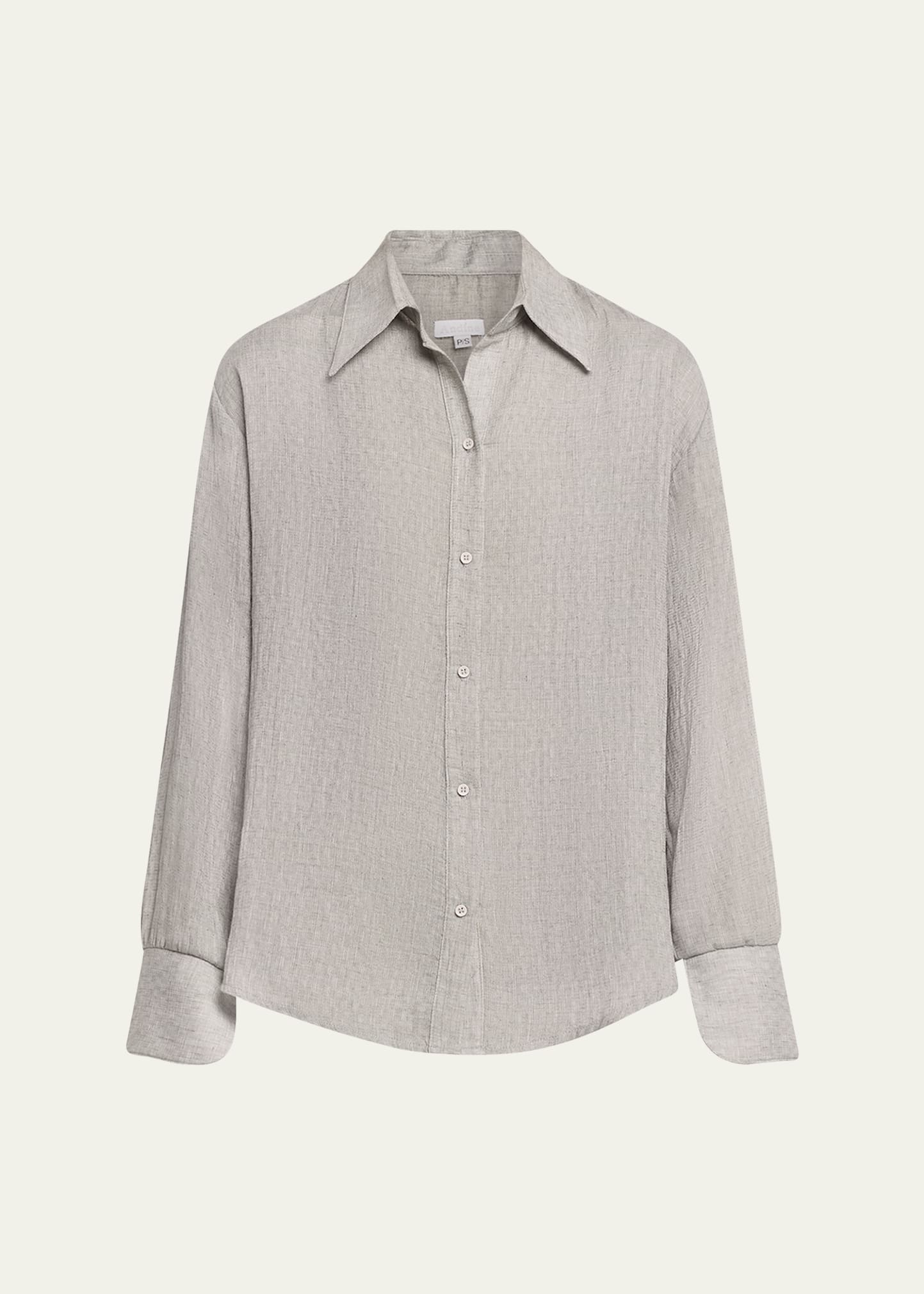 Andine Button-down Gauze Blouse In Charcoal Grey