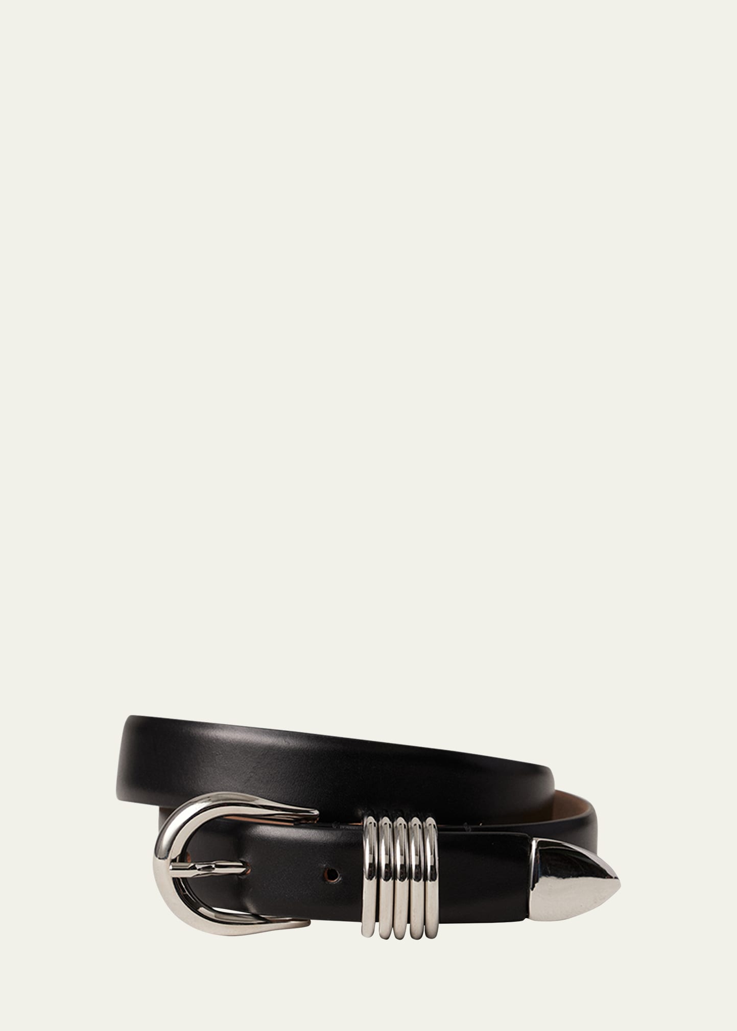 Dehanche Hollyhock Leather Belt In Black Silver