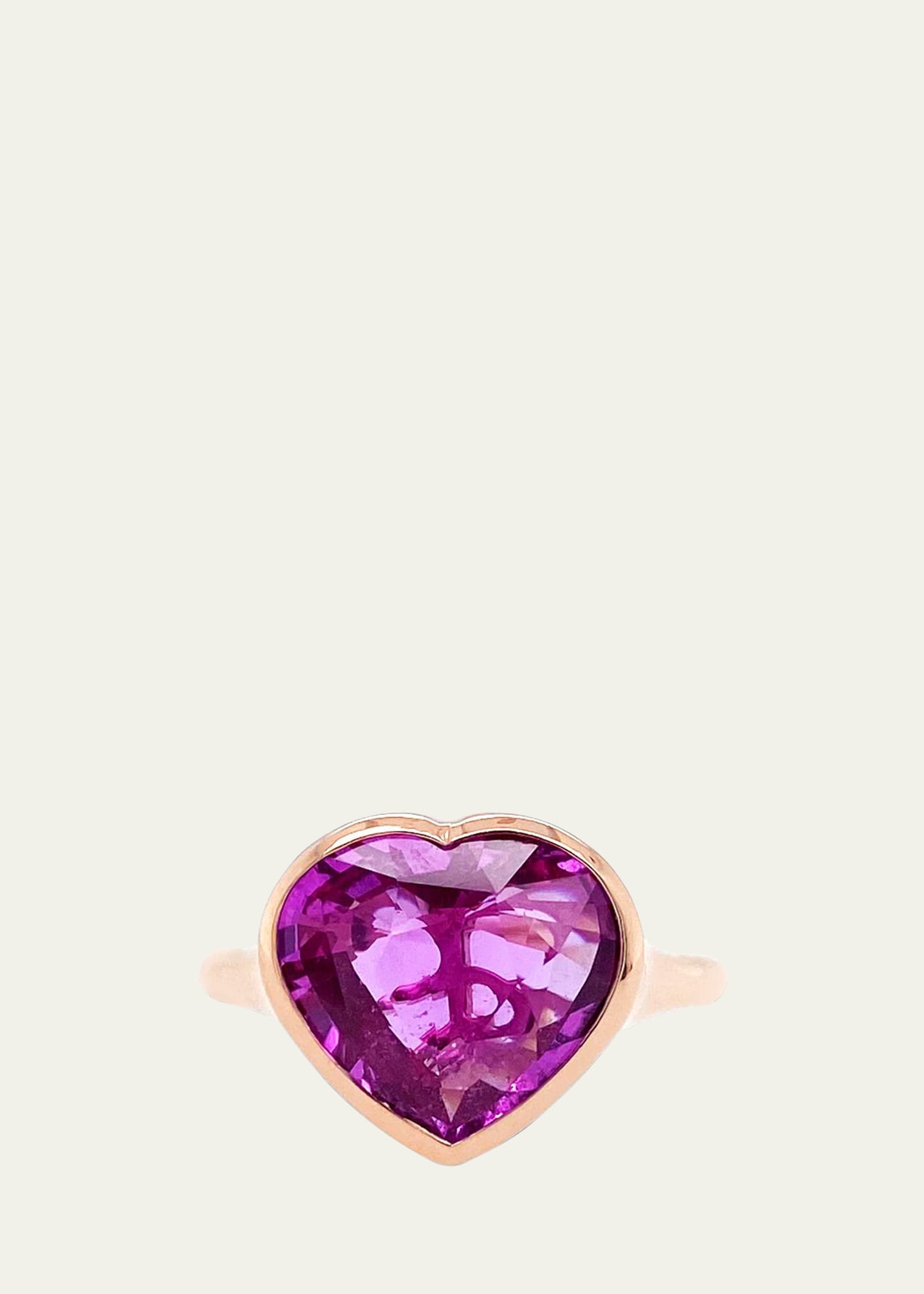 18K Rose Gold Heart-Shaped Pink Sapphire Ring