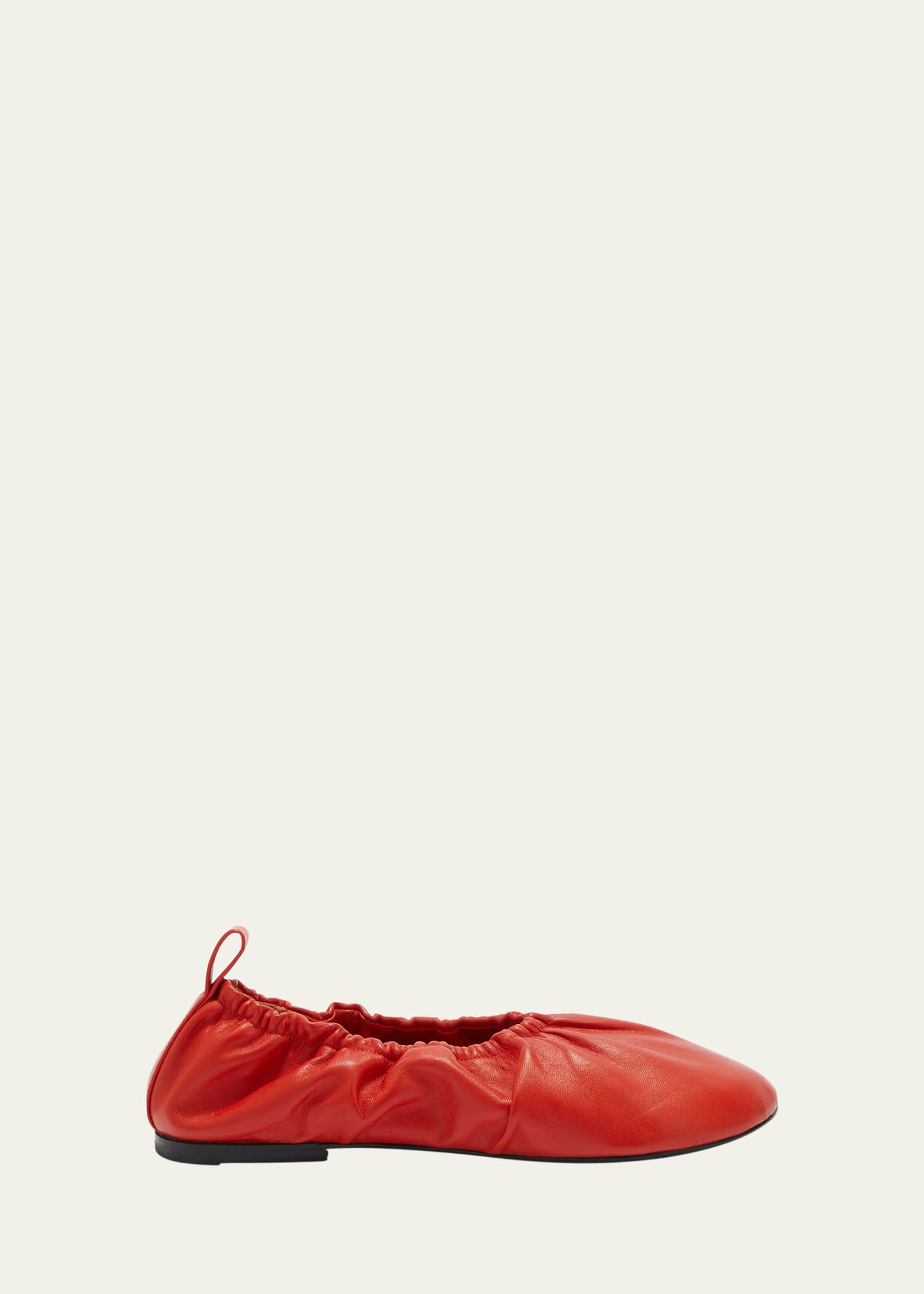Jil Sander Gathered-detail Leather Ballerina Shoes In Poppy