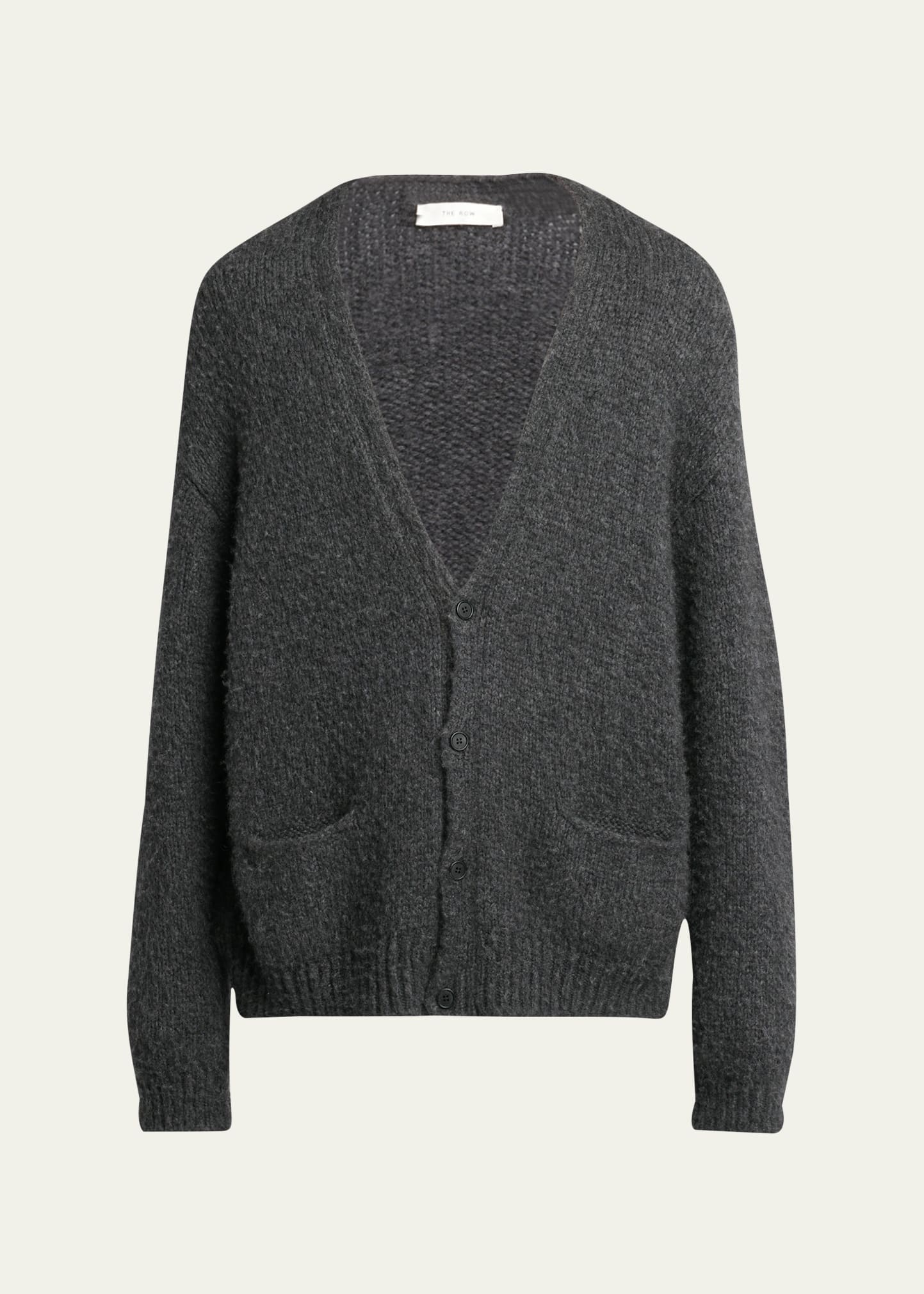 The Row Men's Cashmere Dars Knubby Cardigan In Grey