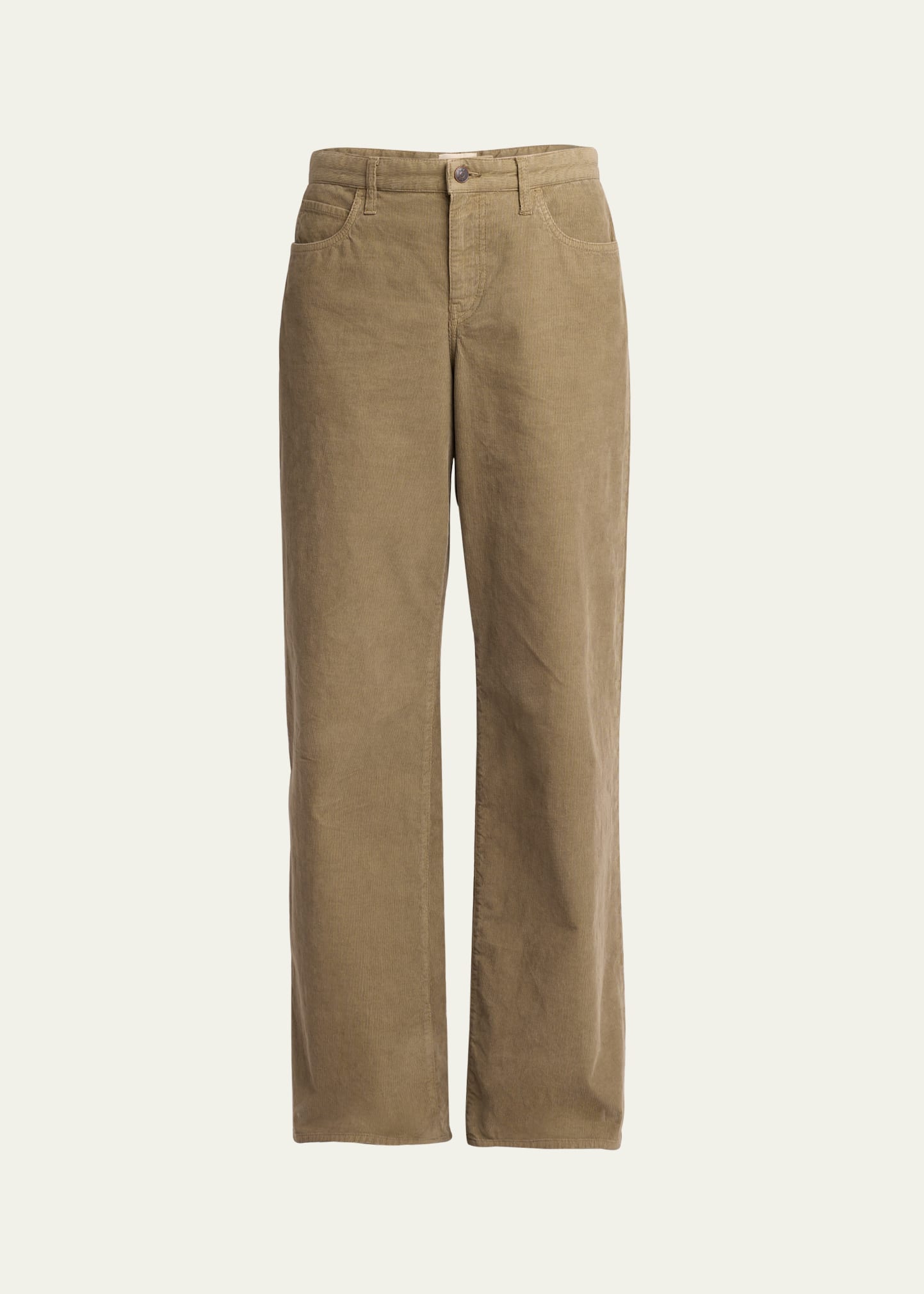 The Row Eglitta Corduroy Straight-leg Pants In Khaki