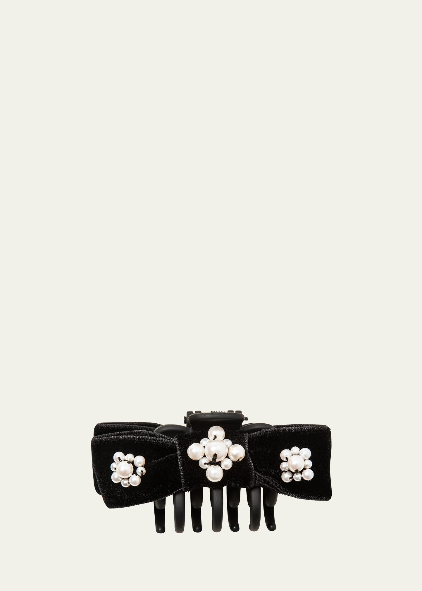 Jennifer Behr Maaggie Pearly Velvet Jaw Clip In Black Pearl