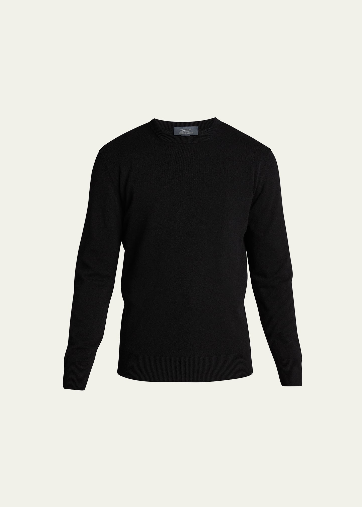 Bergdorf Goodman Men's Solid Cashmere Crewneck Sweater In Black