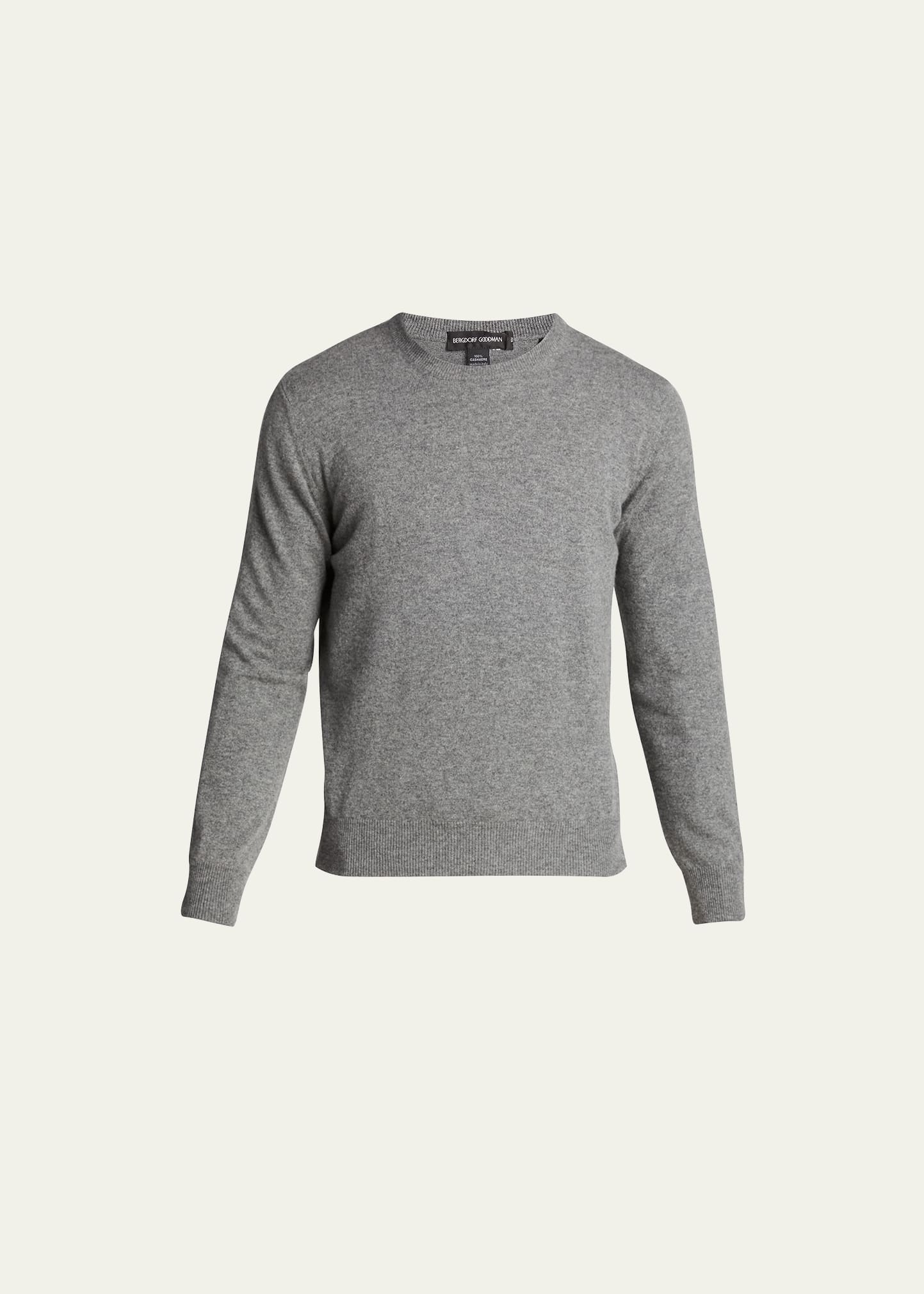 Bergdorf Goodman Men's Solid Cashmere Crewneck Sweater In Medium Grey