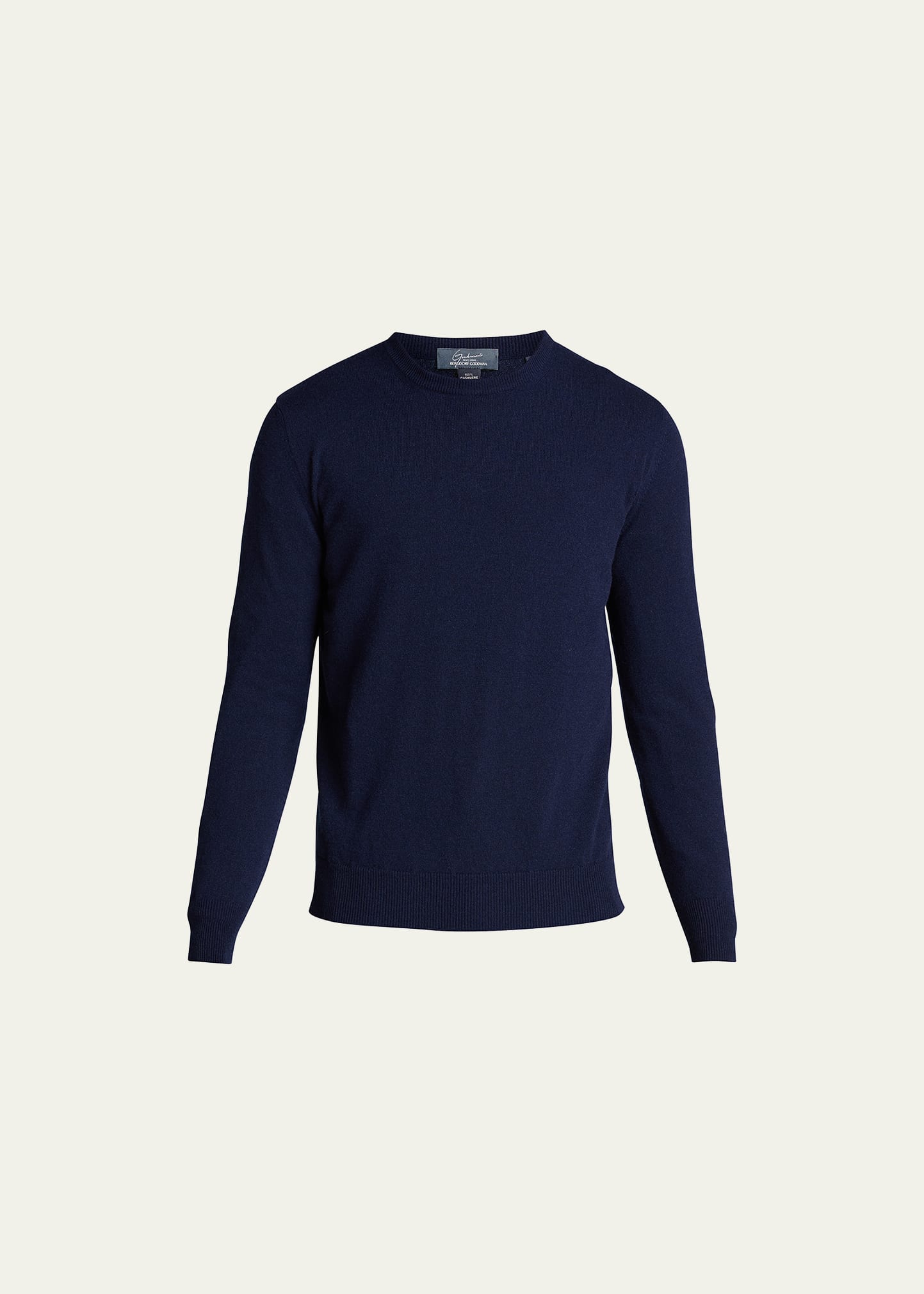 Bergdorf Goodman Men's Solid Cashmere Crewneck Sweater In Navy