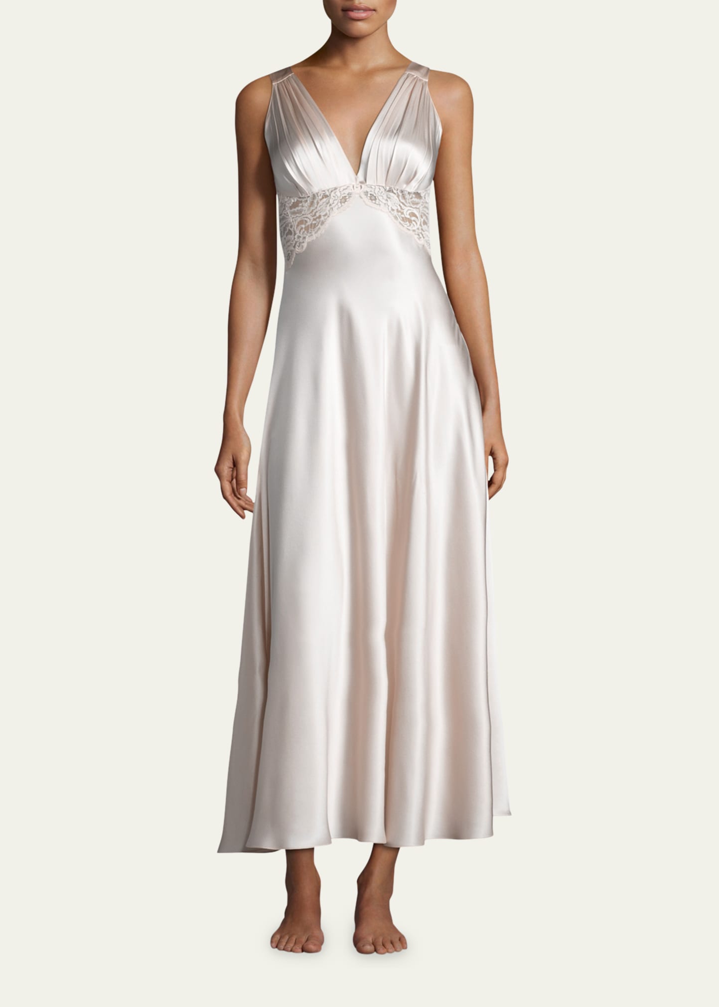 Christine Lingerie Bijoux Lace-Inset Silk Gown