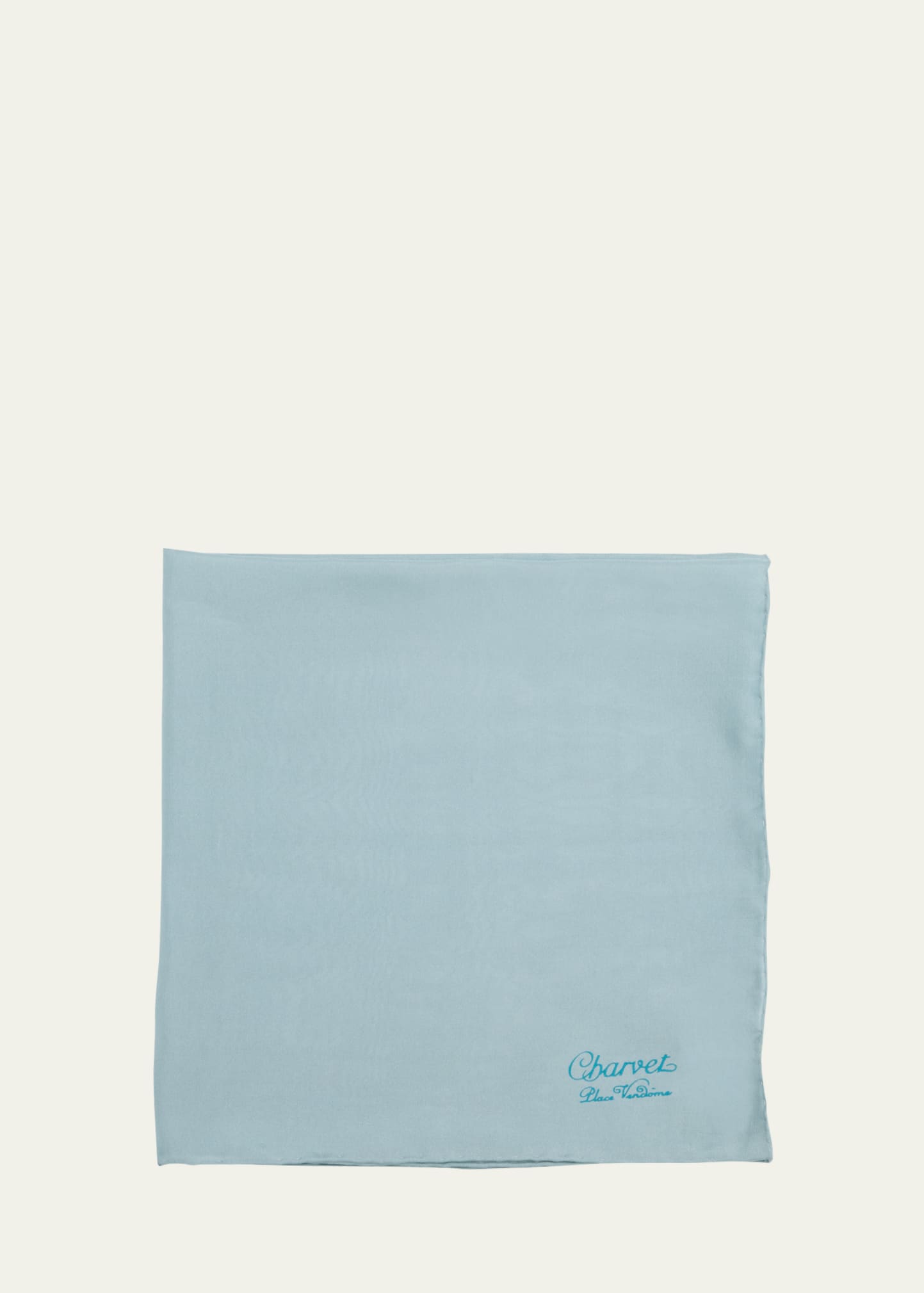 Charvet Men's Silk Logo-print Pocket Square In Blue