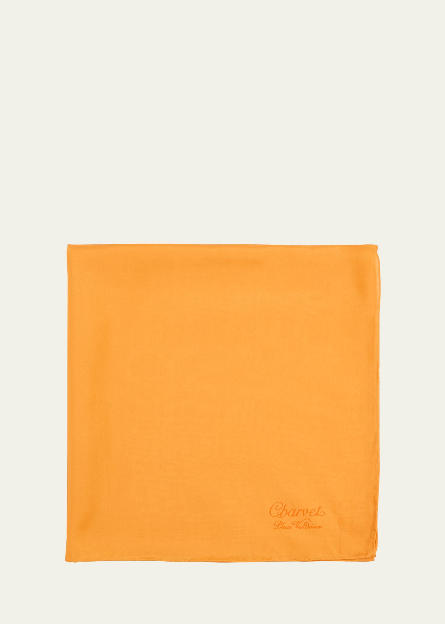 Charvet Men's Silk Logo-print Pocket Square In Orange