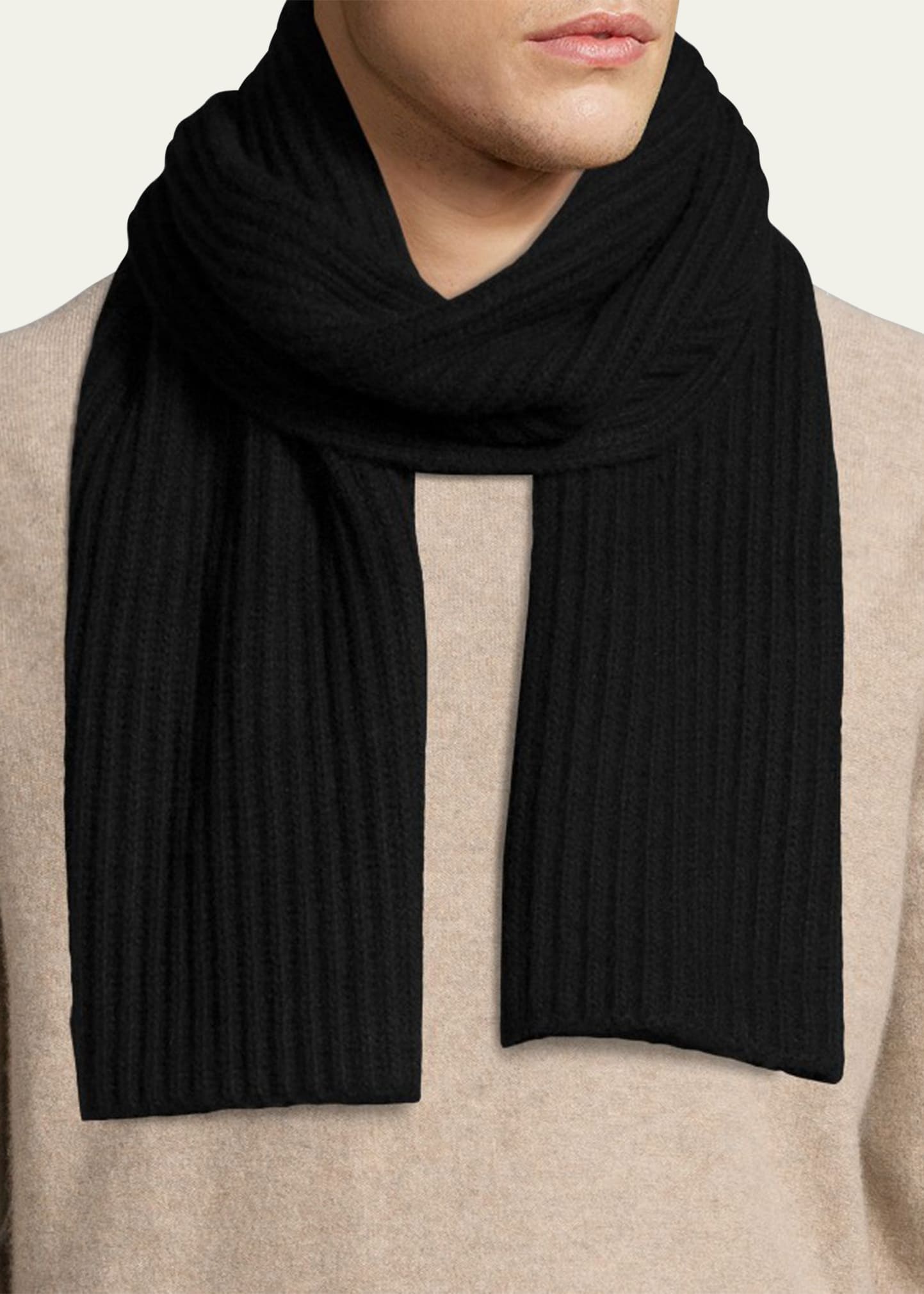 Ribbed Cashmere Scarf, Navy