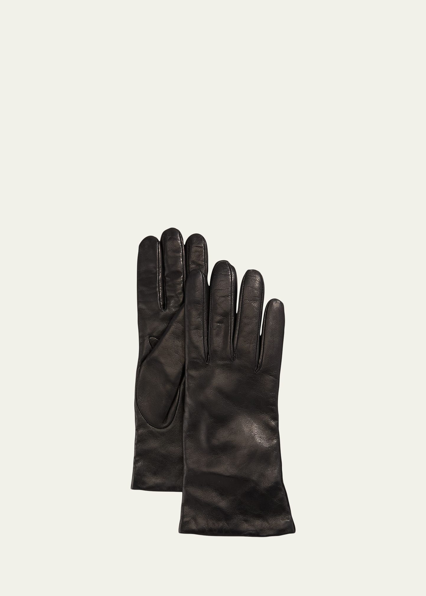 Shop Portolano Cashmere-lined Napa Leather Gloves In Black