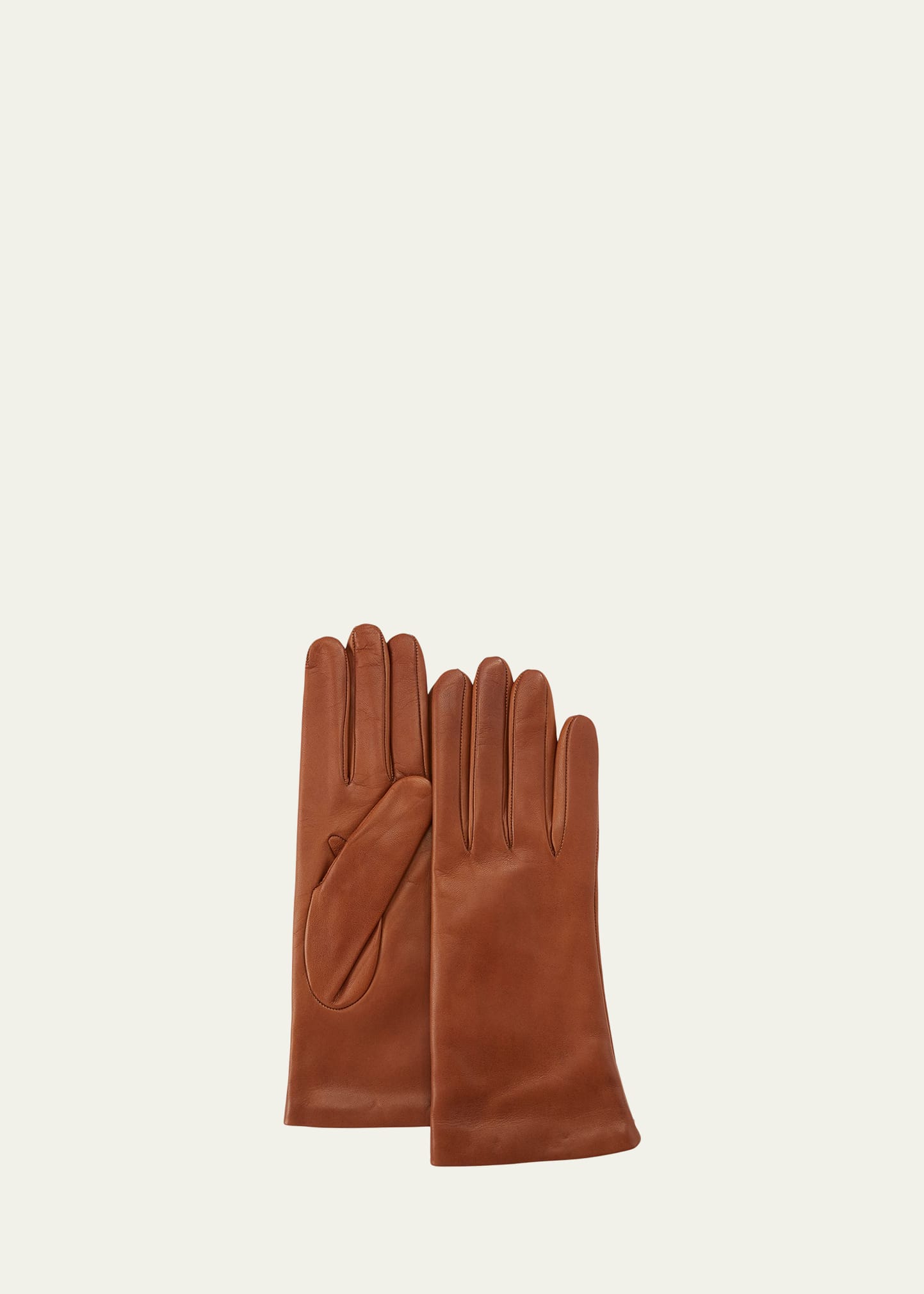 Shop Portolano Cashmere-lined Napa Leather Gloves In Saddle