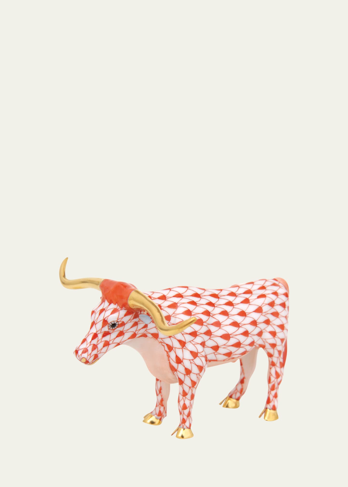 Herend Porcelain Longhorn Figurine In Rust